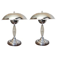Coppia di lampade da tavolo, Stile, Art Déco, 1930, Francese, Materiale, Vetro, Cromo