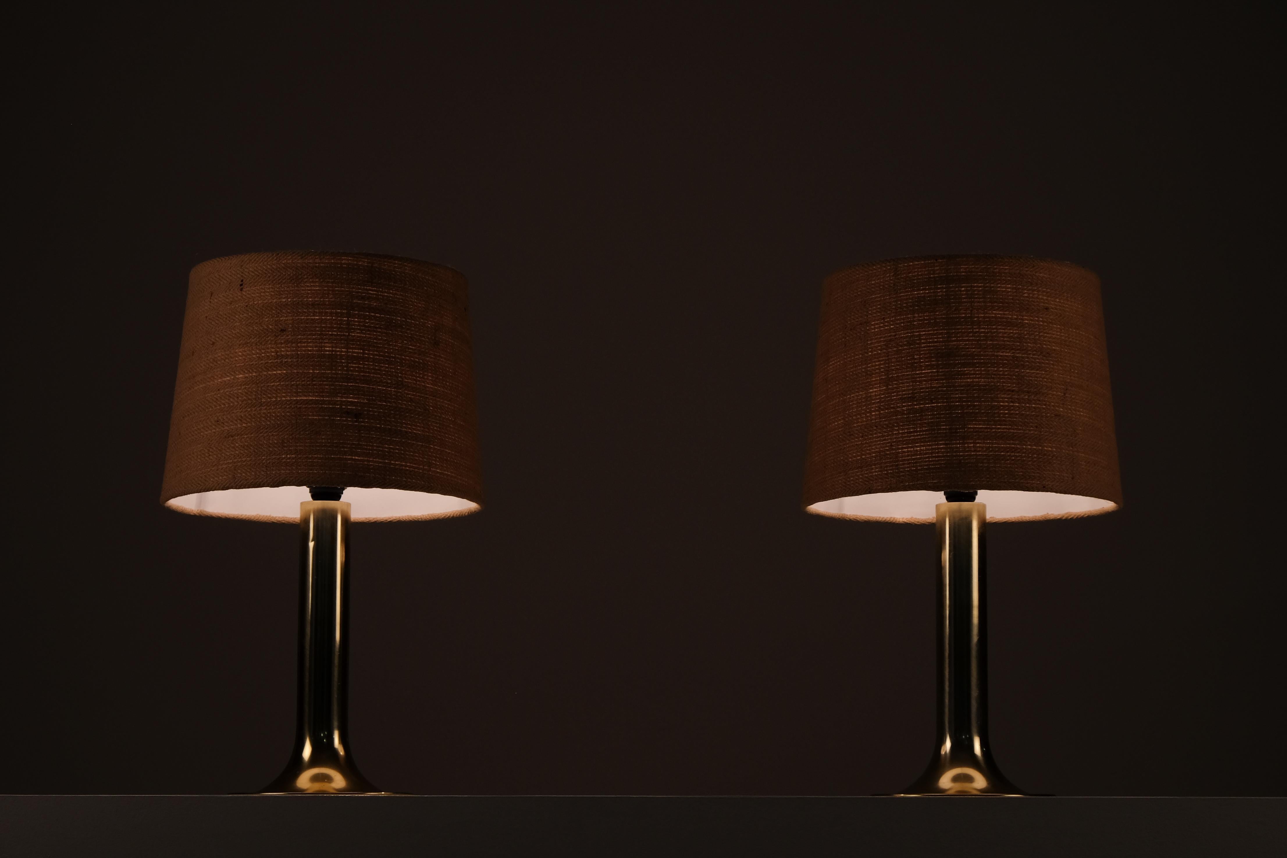 Aluminum Pair of Table Lamps, Sweden, 1970s For Sale