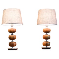 Pair of Table Lamps, Walnut- Tranås Stilarmatur 1960s - Henrik Blomqvist