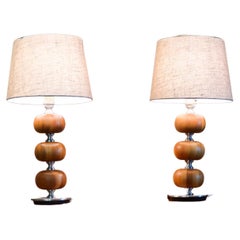 Pair of Table Lamps, Walnut- Tranås Stilarmatur 1960s - Henrik Blomqvist