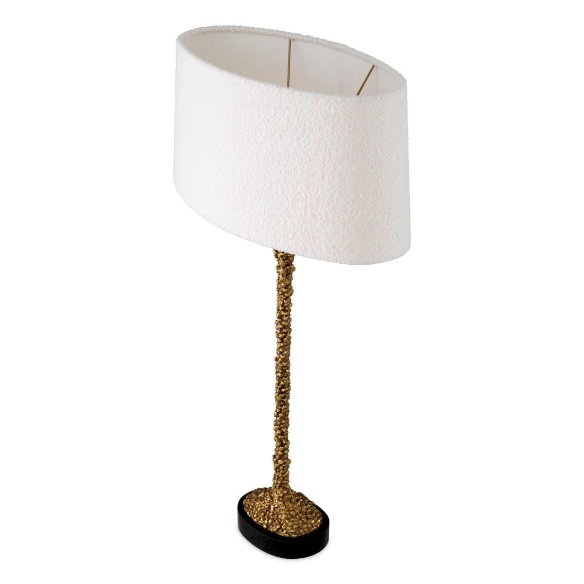 Modern Pair of Table Lamps, with a Patinated Brass Finish and Black Granite Base. For Sale