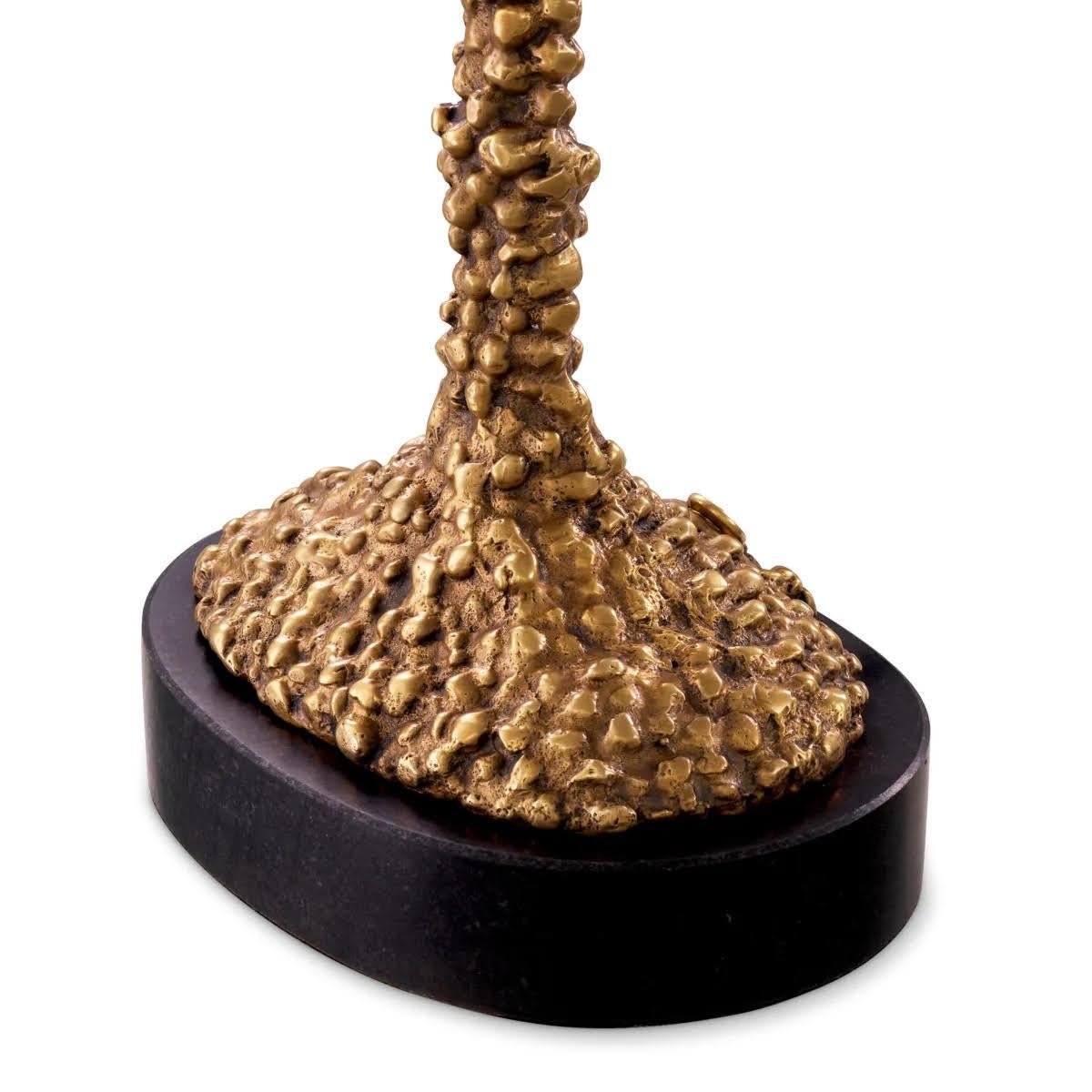 Pair of Table Lamps, with a Patinated Brass Finish and Black Granite Base. In New Condition For Sale In Saint-Ouen, FR