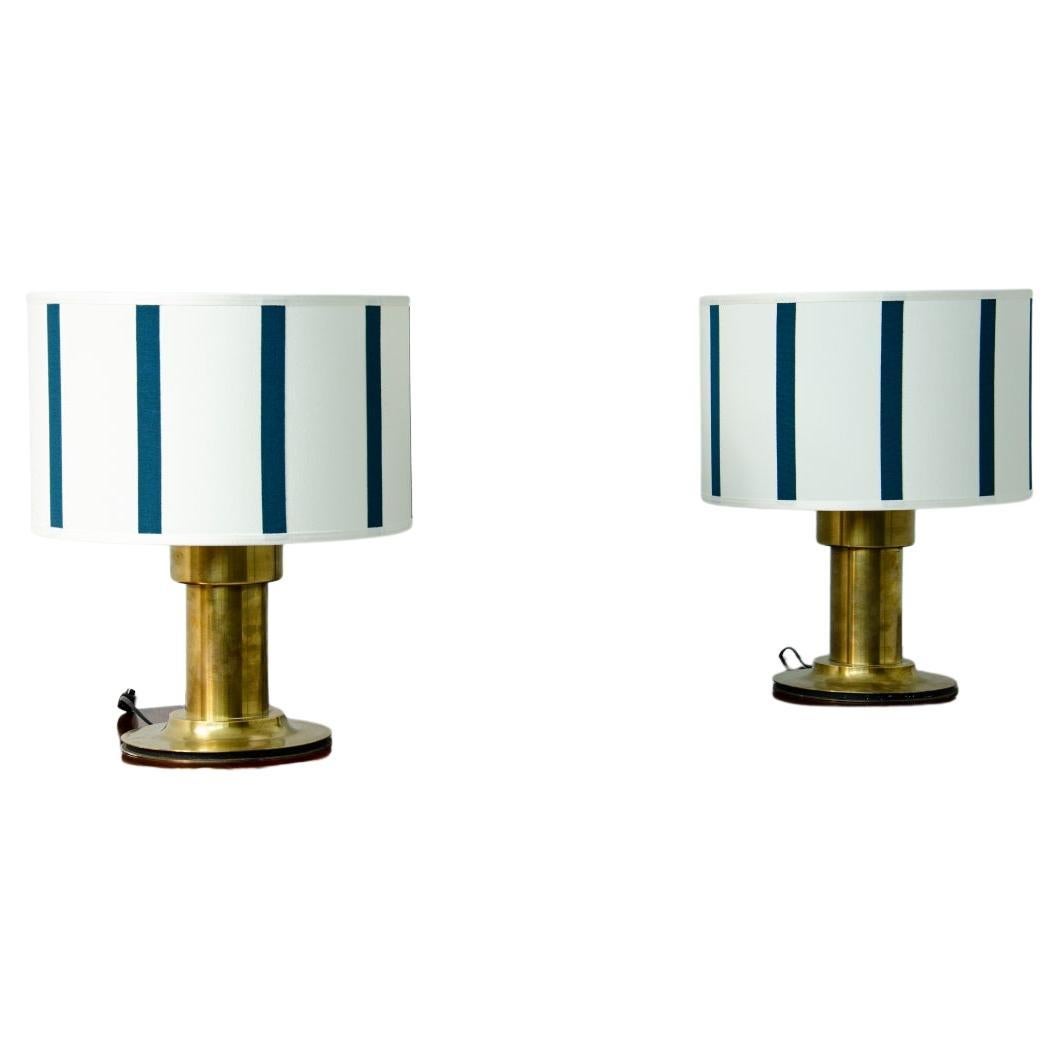 Pair of Table Lamps with a Strong Brass Cylinder