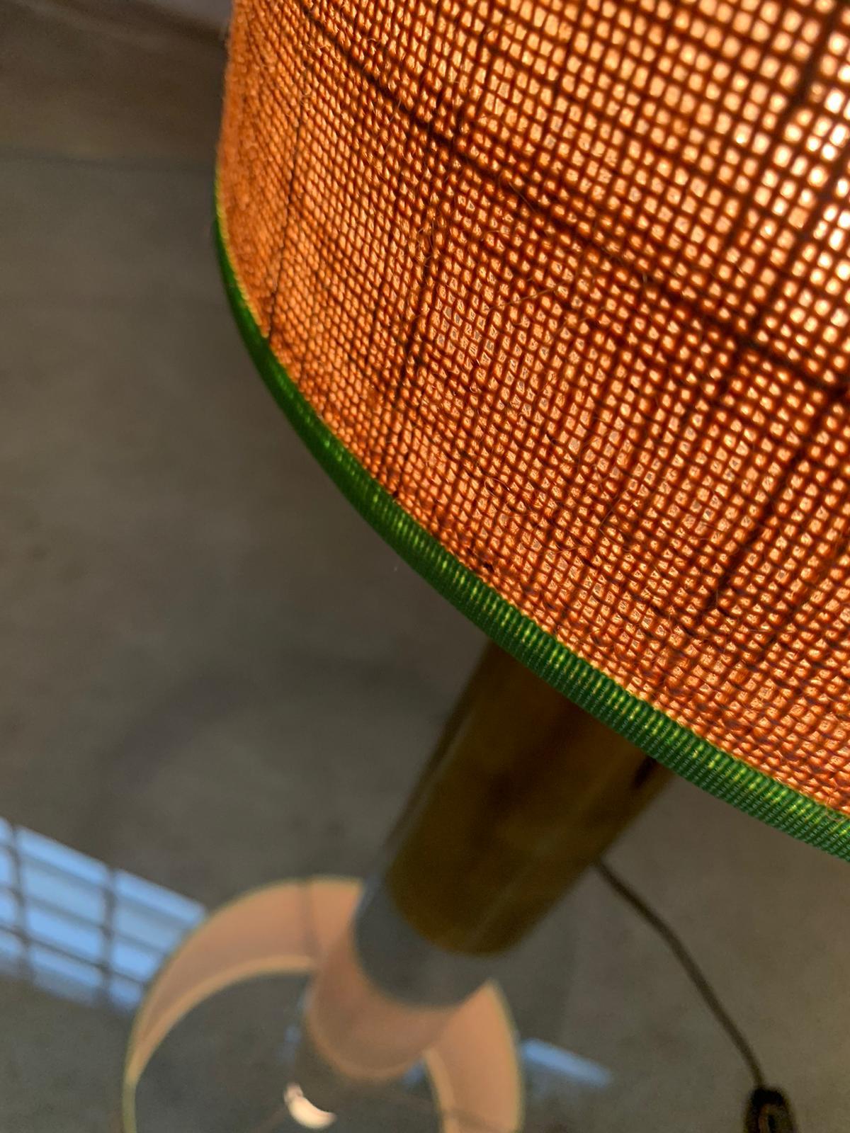 Pair of table lamps with brass structure and straw lampshades, 1970, Italy in vendita 13