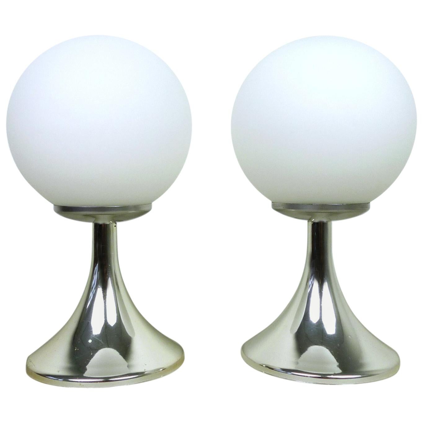 Pair of Table Lamps with Chromed Tulip Bases, Germany, 1960s