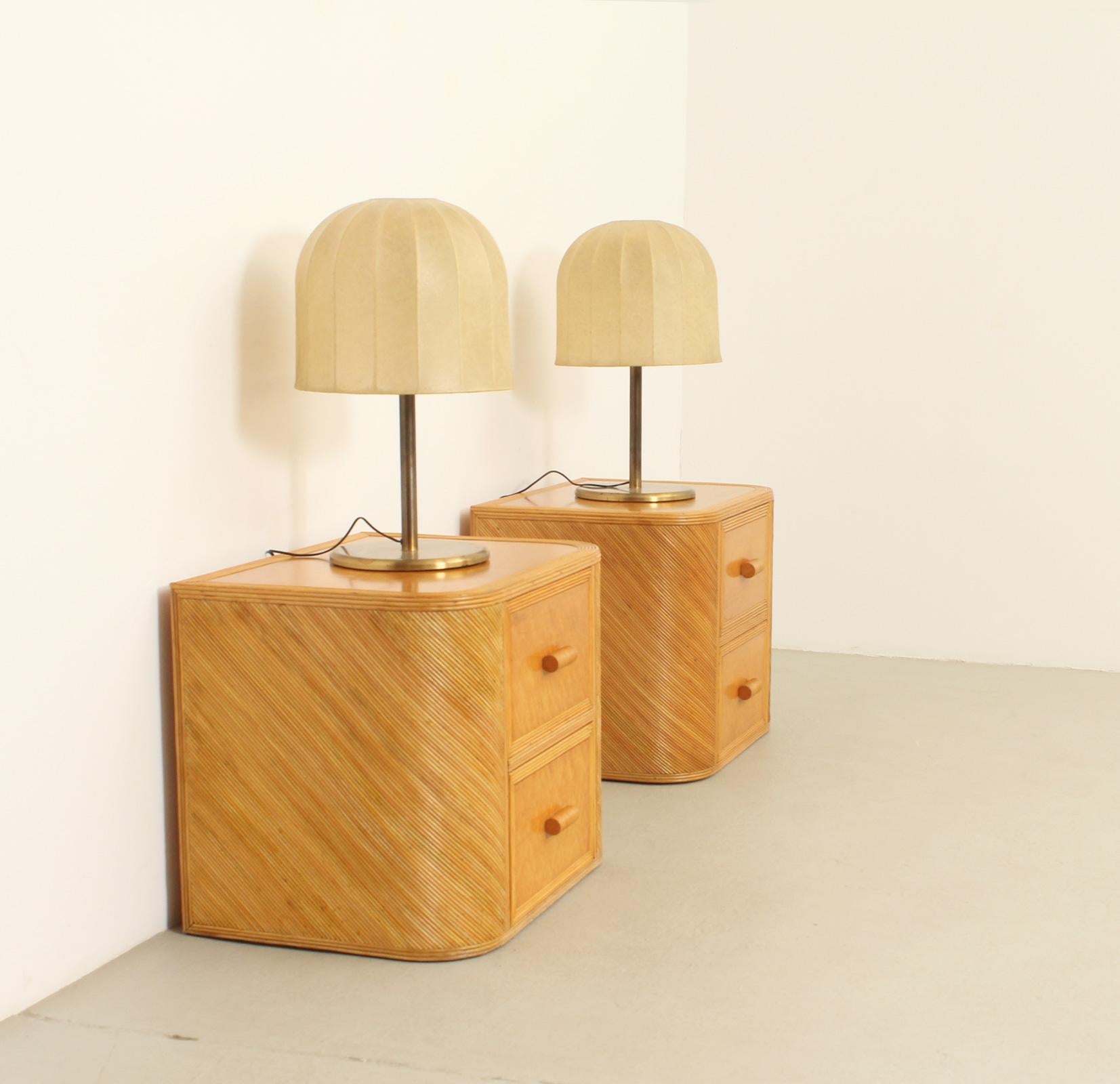 Pair of Table Lamps with Cocoon Shades from 1970's For Sale 3