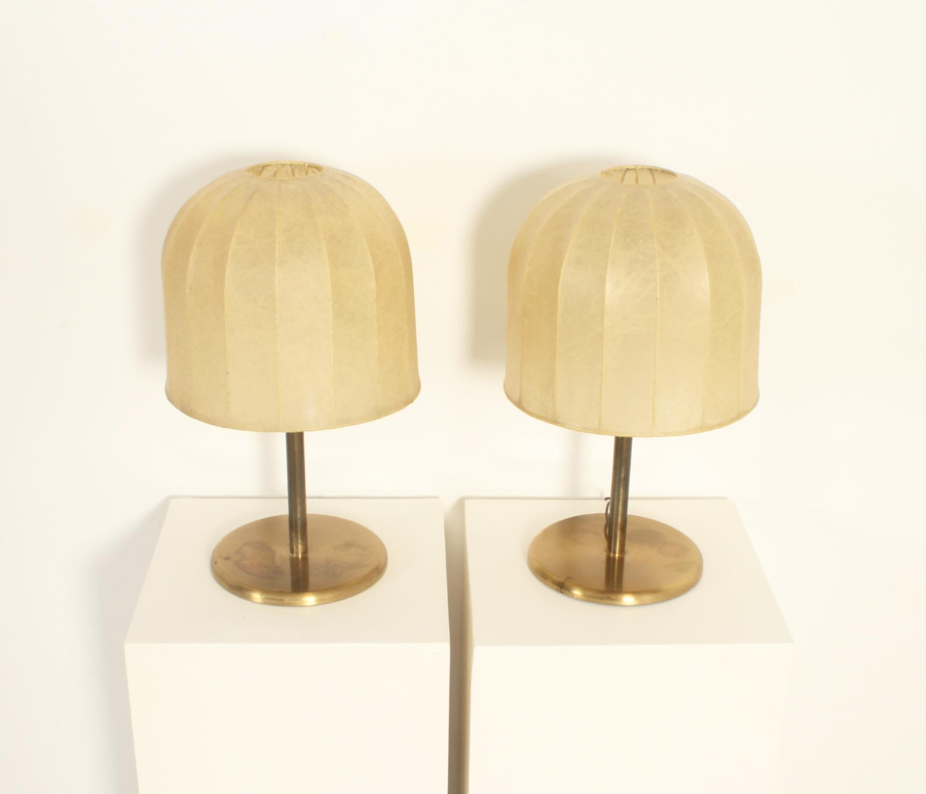 Pair of Table Lamps with Cocoon Shades from 1970's For Sale 4