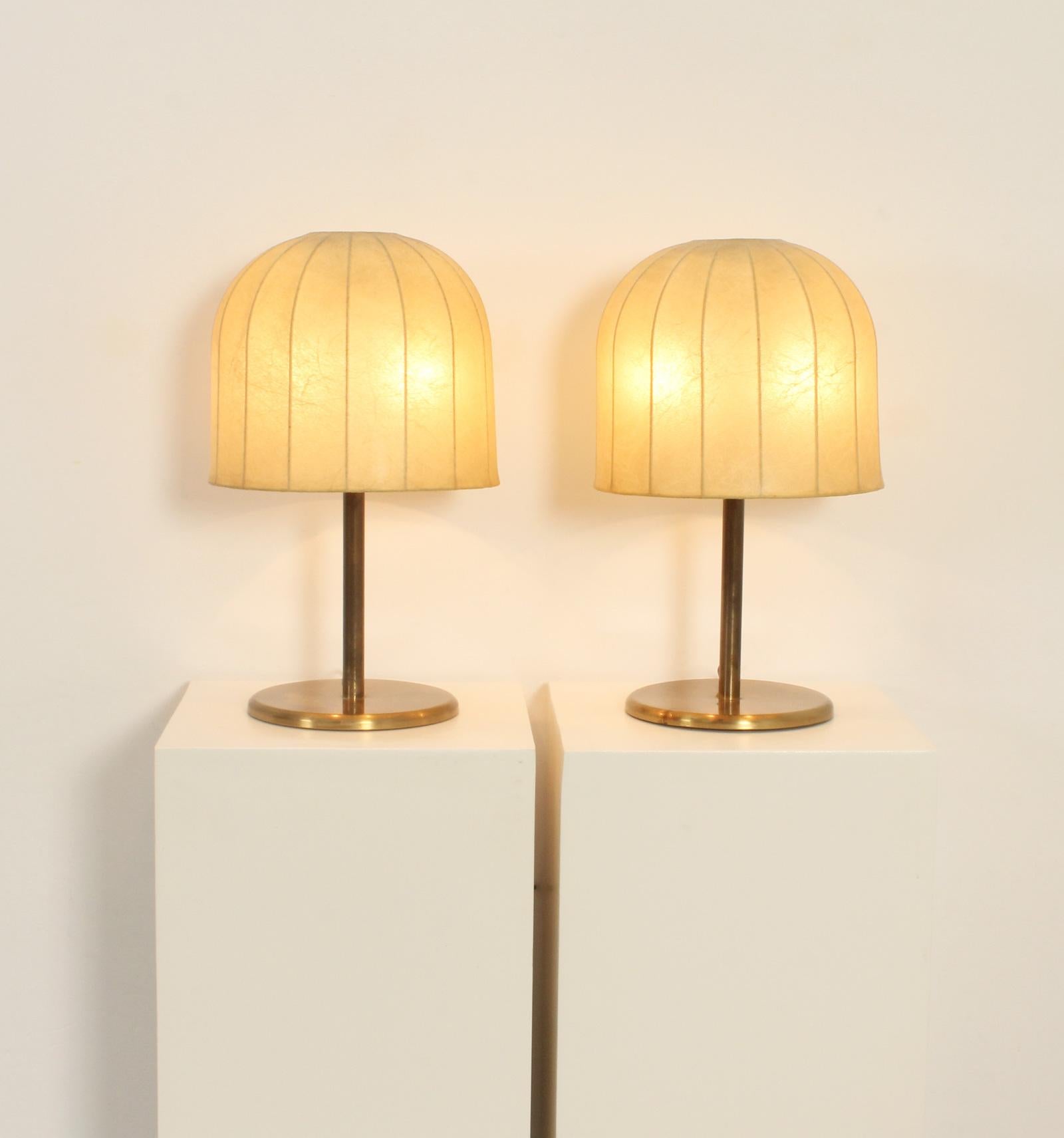 Pair of Table Lamps with Cocoon Shades from 1970's For Sale 9