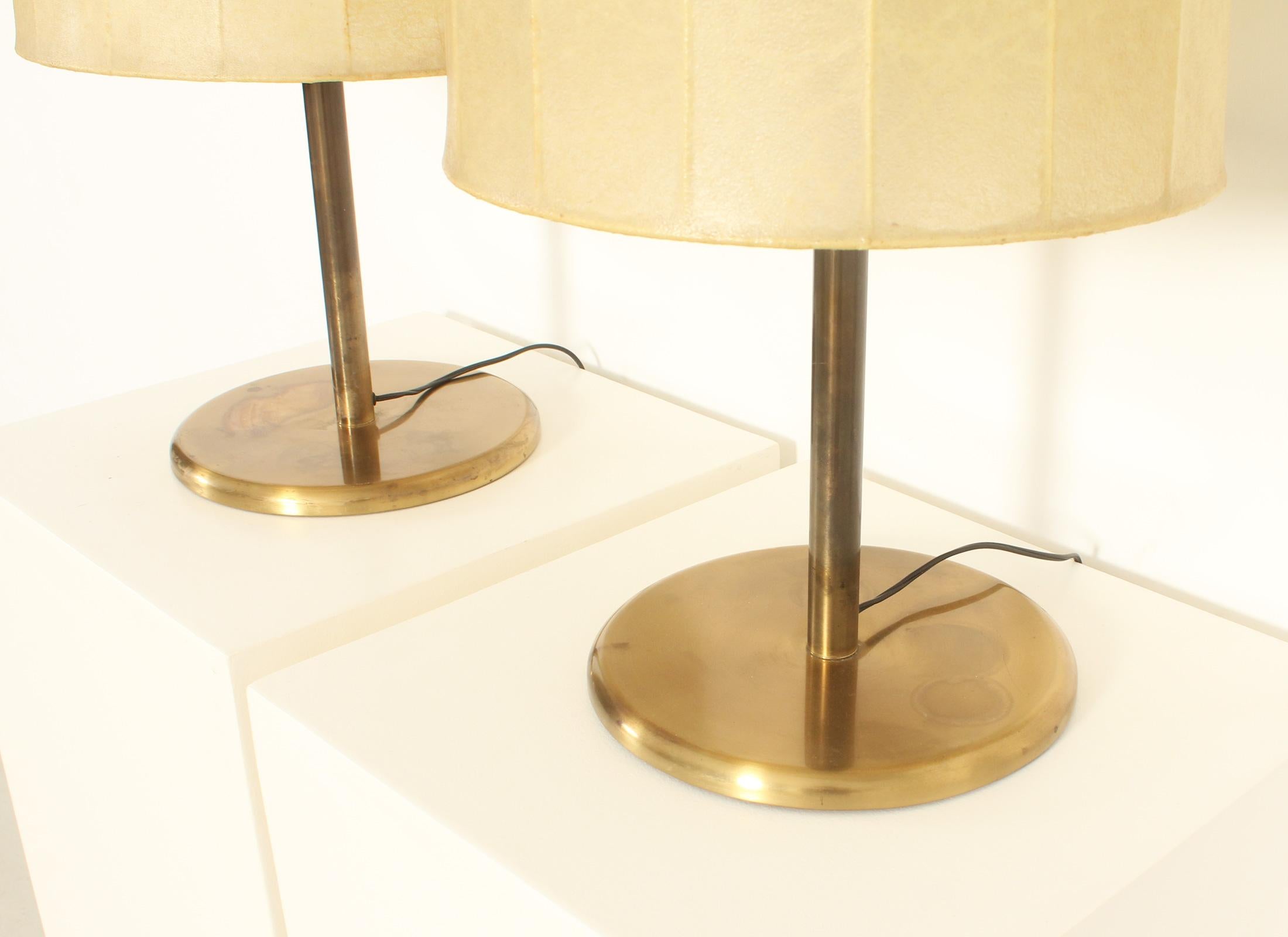 Pair of Table Lamps with Cocoon Shades from 1970's For Sale 2