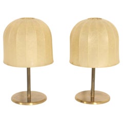 Paire de lampes de table avec abat-jour cocon des années 1970