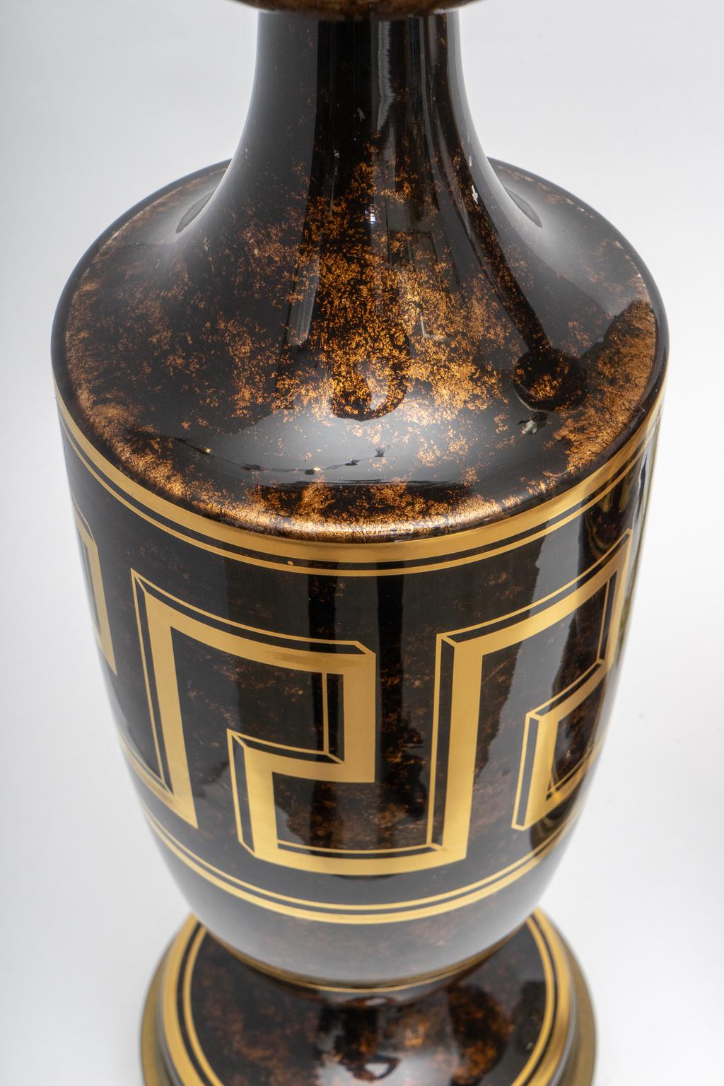 American Pair of Table Lamps with Greek Key