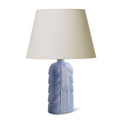 Pair of Table Lamps with Leafy Modeling and Periwinkle Glaze by Gunnar Nylund
