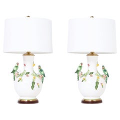 Vintage Pair of Table Lamps with Parrots