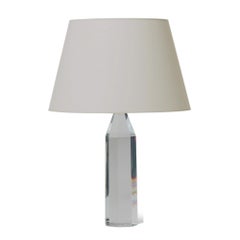 Pair of Table Lamps with Sculptural Faceted Crystal Bases by Orrefors