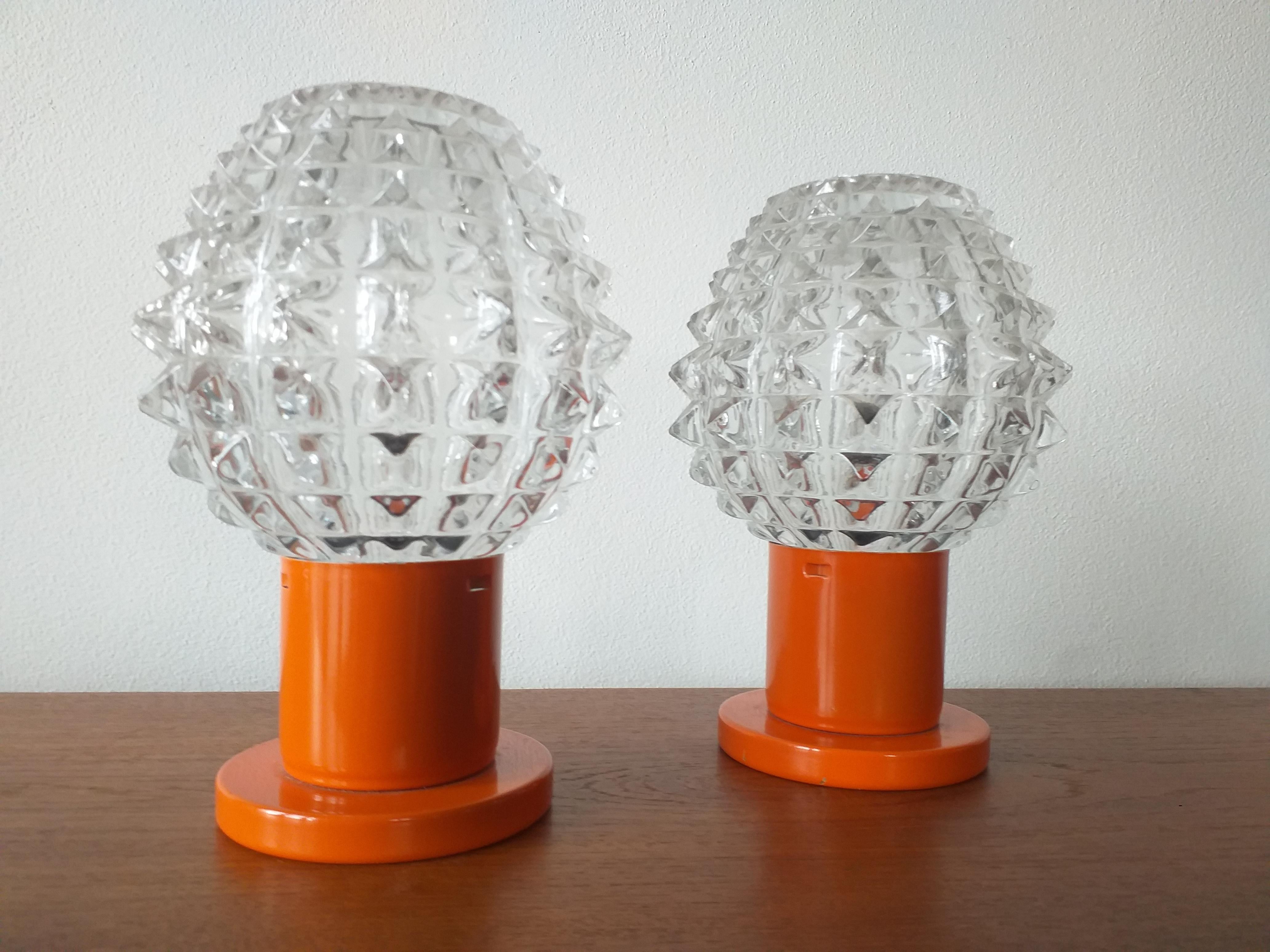 Pair of Table Mid Century Lamps Kamenicky Senov, 1970s In Good Condition In Praha, CZ