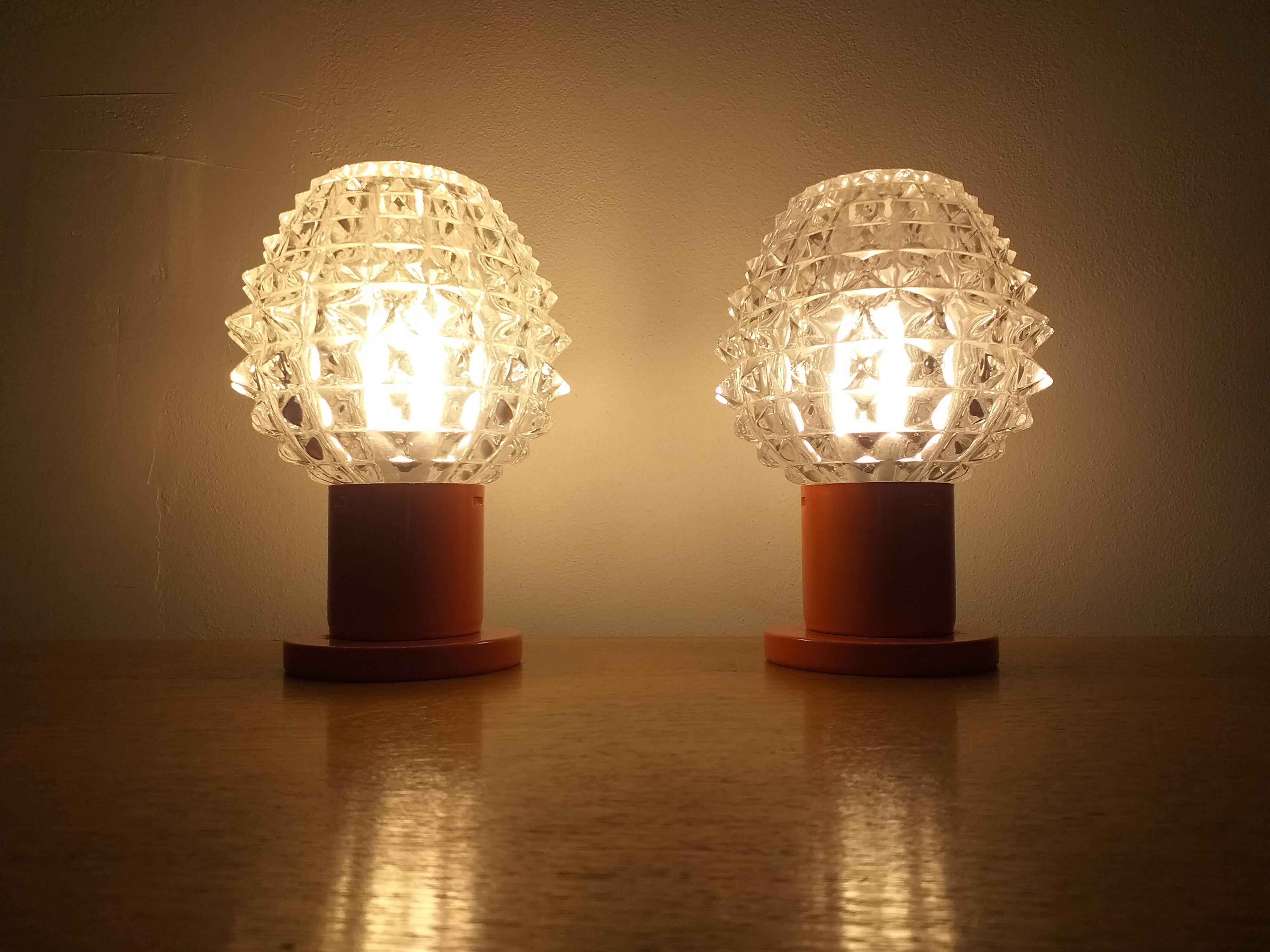 Pair of Table Mid Century Lamps Kamenicky Senov, 1970s 1
