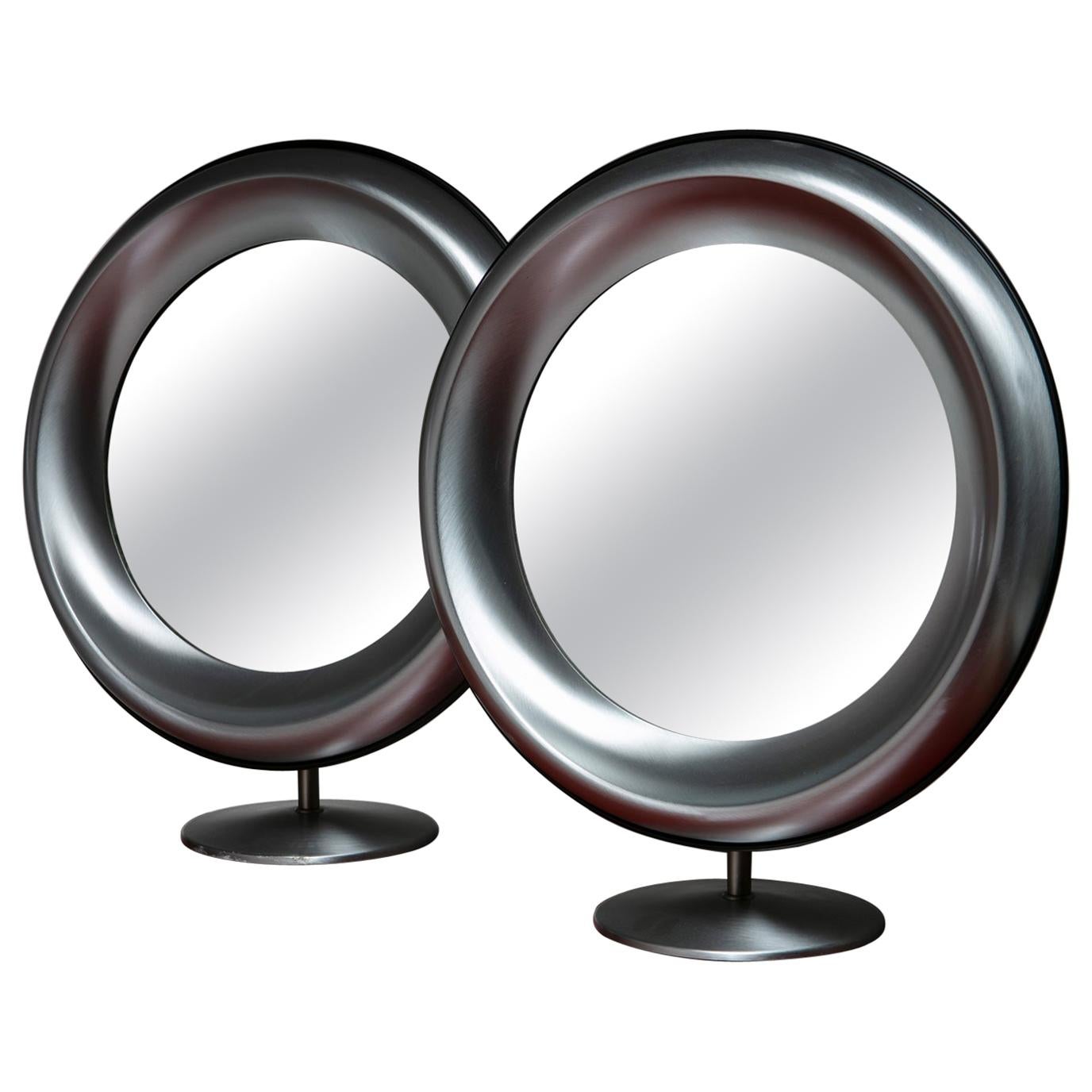 Set of Two Adjustable Table Mirrors by Missaglia, Italy, 1970s For Sale