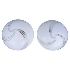 Pair of table or bedside lamps in the style of Venini Murano spiral or vortex