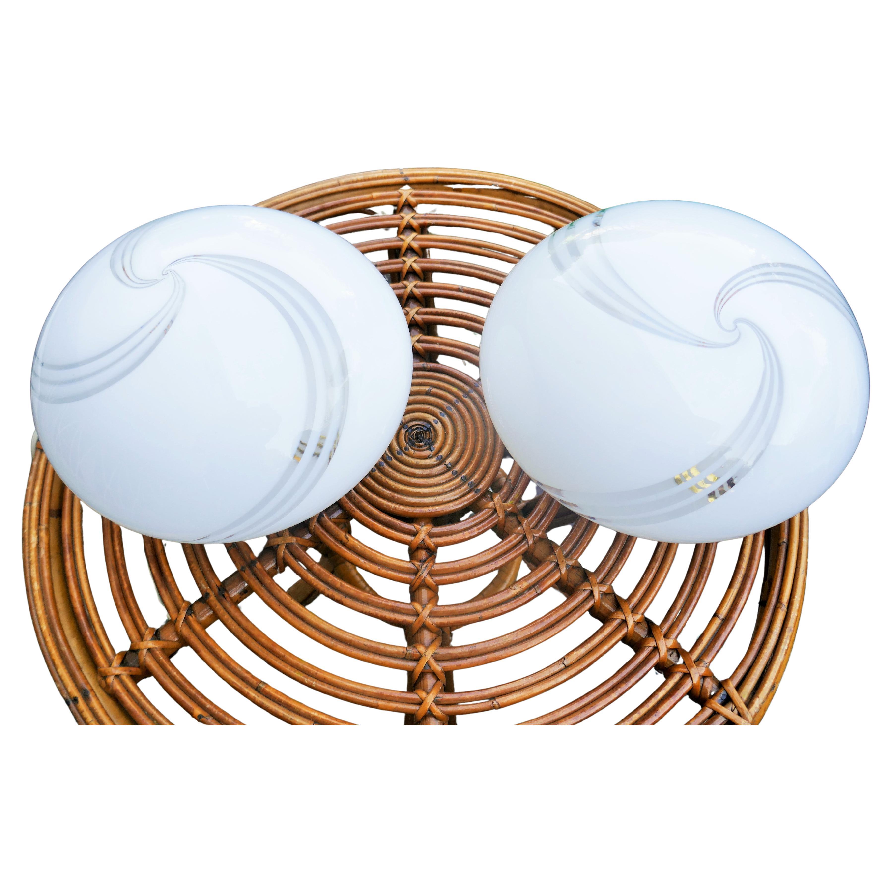Par de lámparas de mesa o mesilla de noche de estilo Venini Murano espiral o vórtice en venta 1