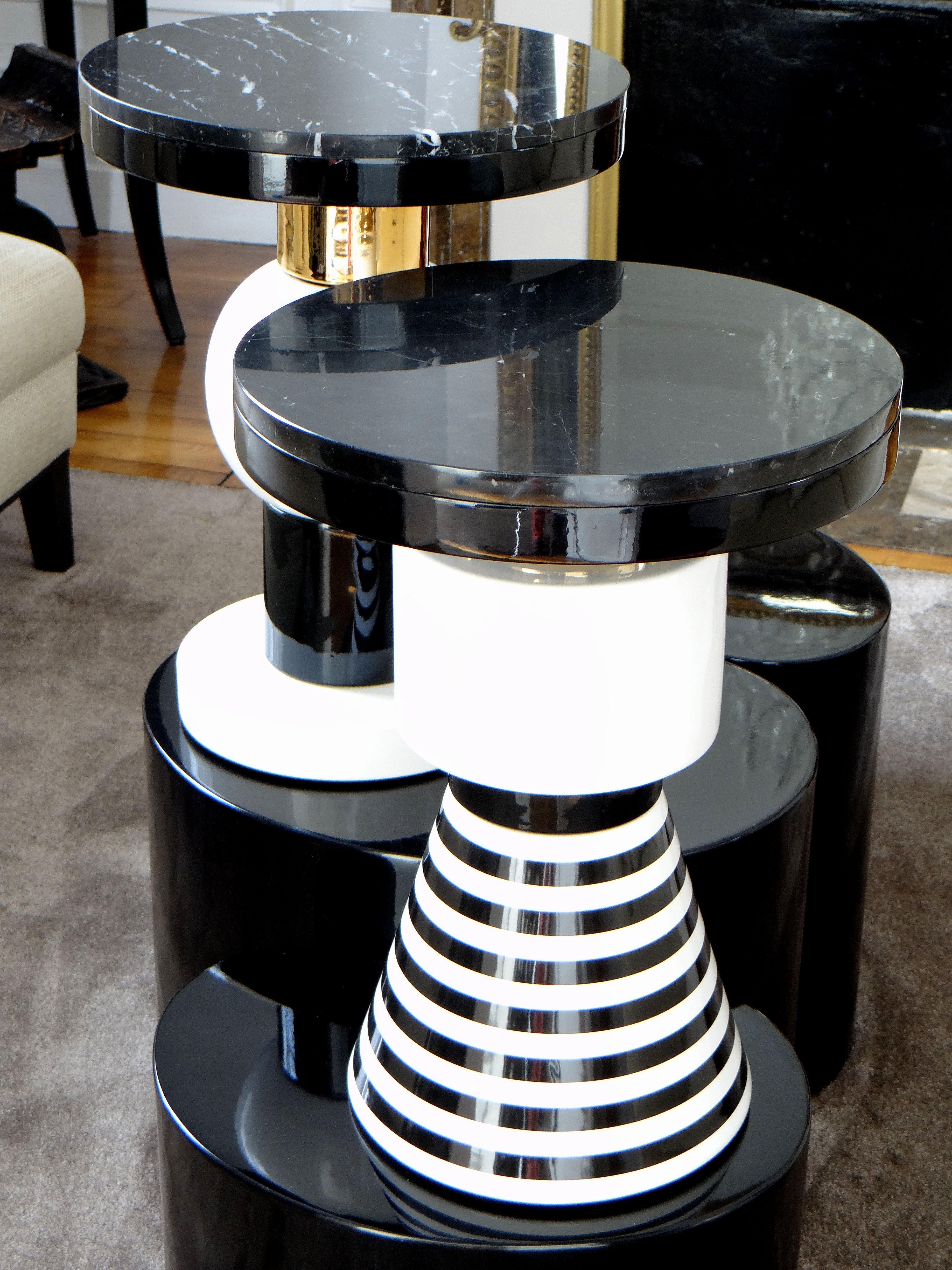 Pair of Table or Pedestal Table, Contemporary Creation on Ceramic, 2018 6
