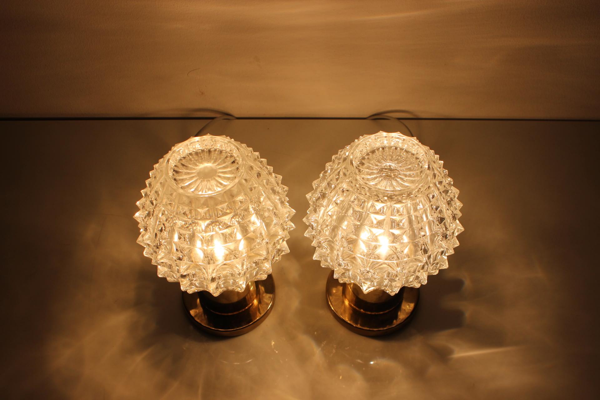 Pair of Table or Wall Lamps, Preciosa, Kamenický Šenov, 1960's For Sale 2