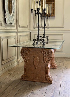 Pair Of Table Pedestals In Red Marble From Verona, Italy, XIXth Century