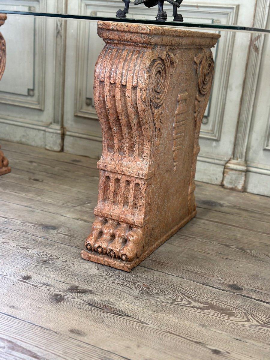 Greco Roman Pair Of Table Pedestals In Red Marble From Verona, Italy, XIXth Century For Sale