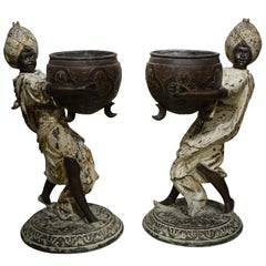 Pair of Table Planters in Babbit Metal, England, 19th Century
