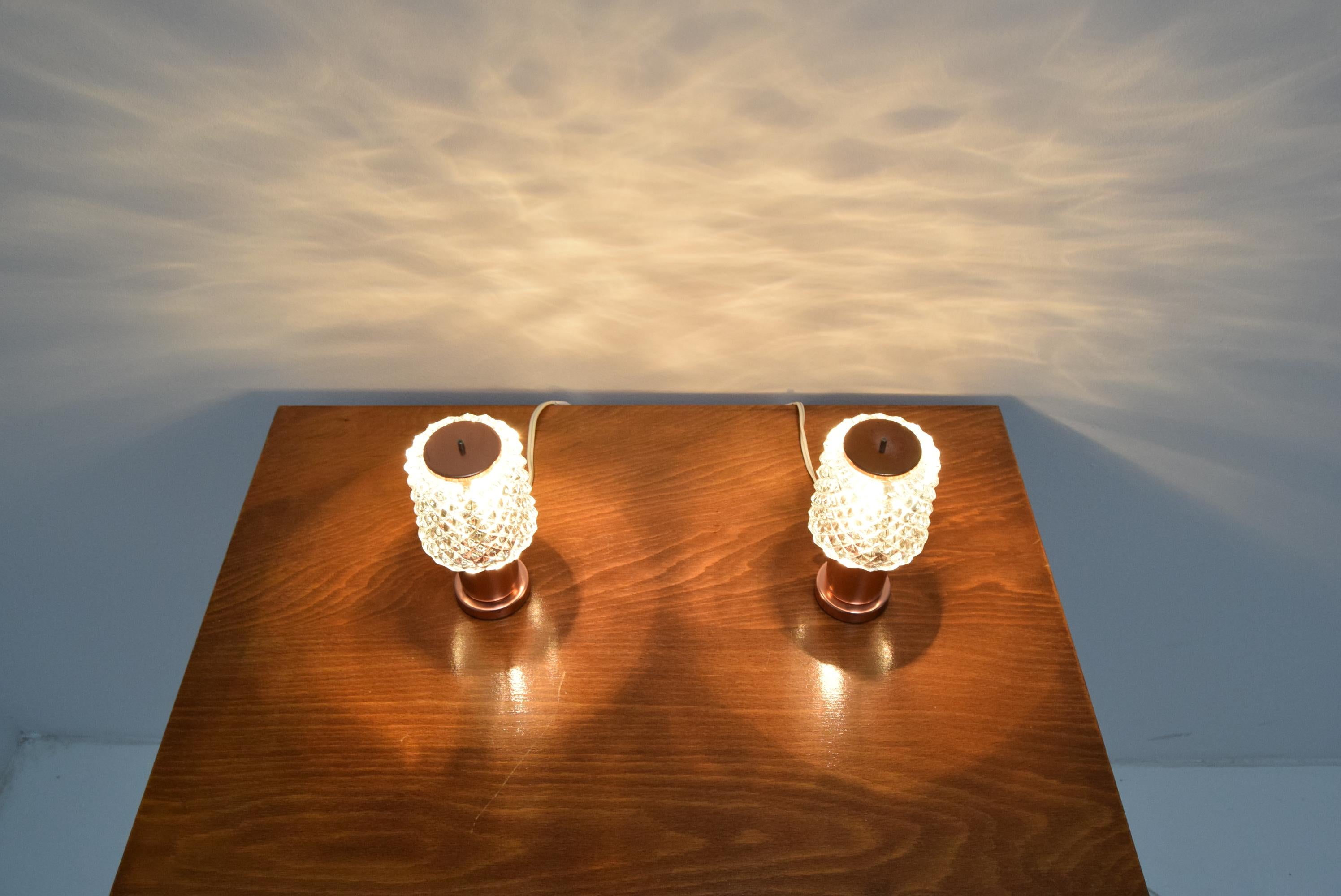 Mid-Century Modern Pair of Table Small Lamps by Kamenicky Senov, Preciosa, 1970s