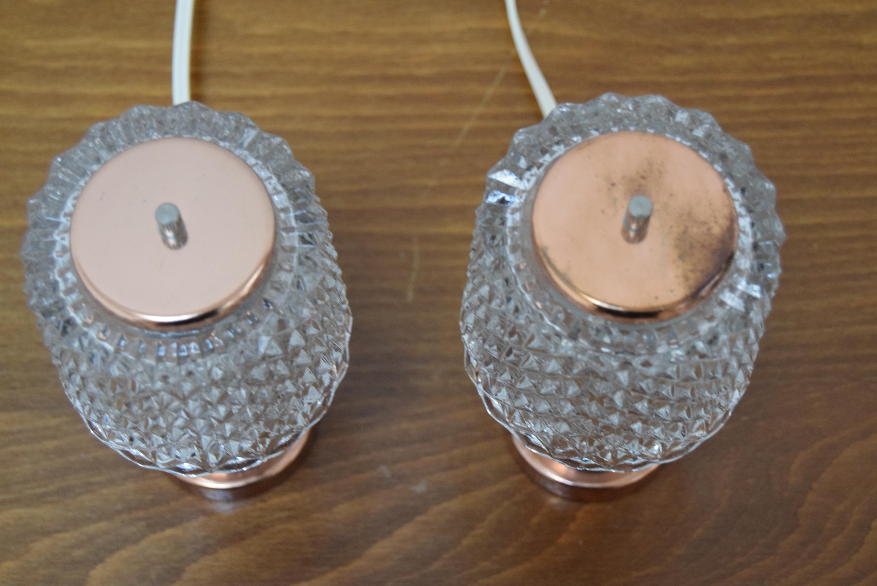 Pair of Table Small Lamps by Kamenicky Senov, Preciosa, 1970s In Good Condition In Praha, CZ