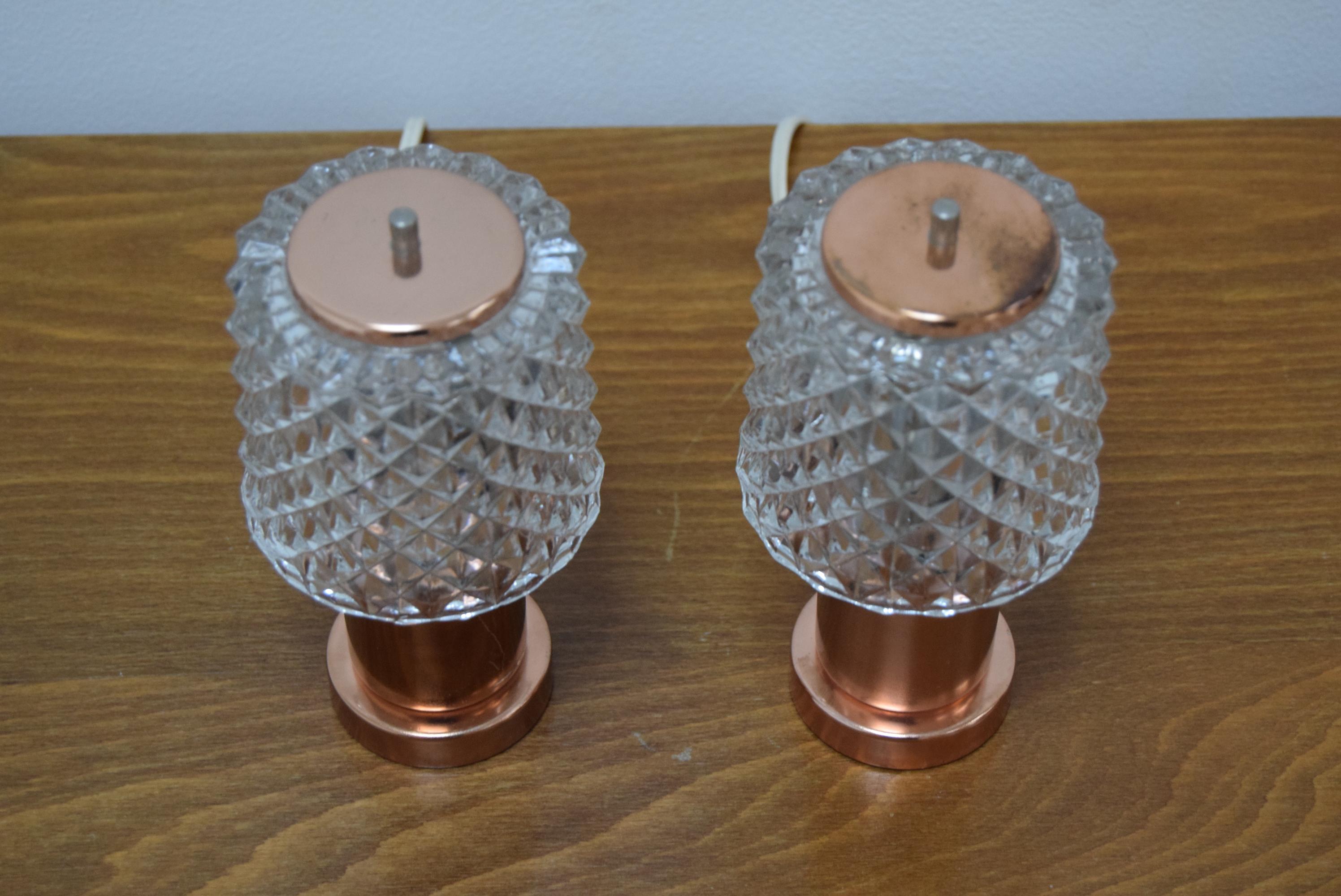 Late 20th Century Pair of Table Small Lamps by Kamenicky Senov, Preciosa, 1970s