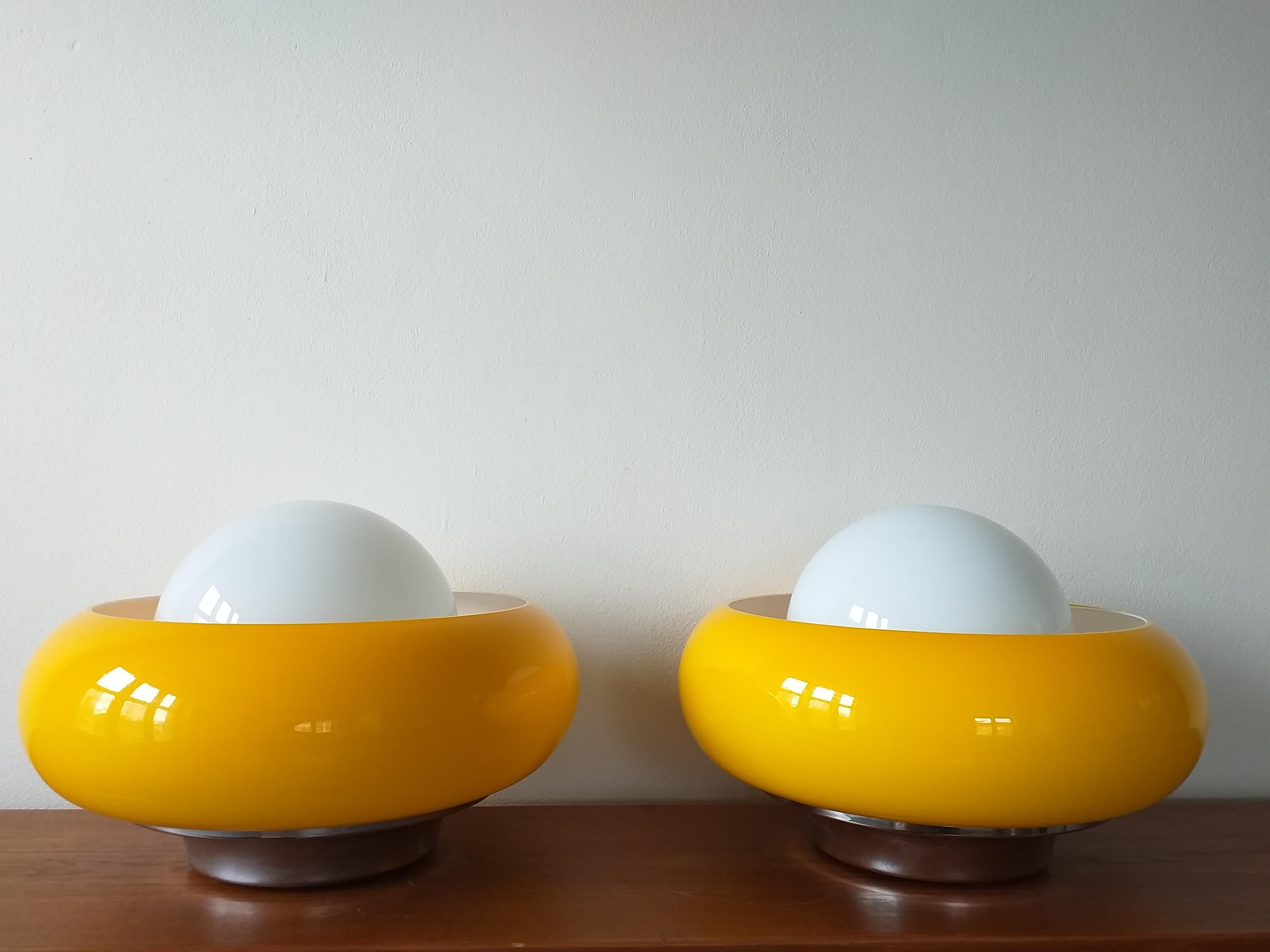 Pair of Table, Wall or Ceiling Lamps Meblo, Designed by Harvey Guzzini, 1970s 1