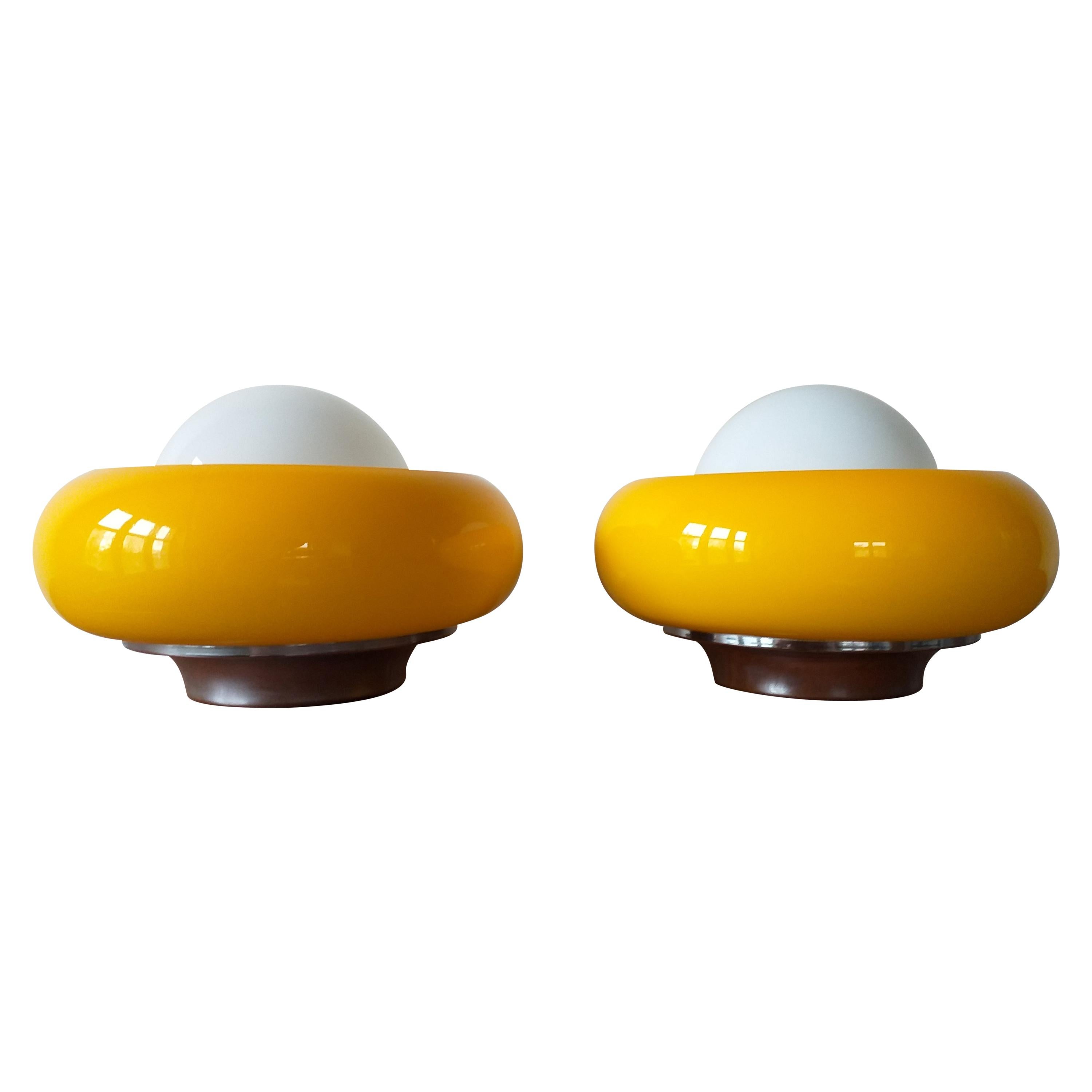 Pair of Table, Wall or Ceiling Lamps Meblo, Designed by Harvey Guzzini, 1970s