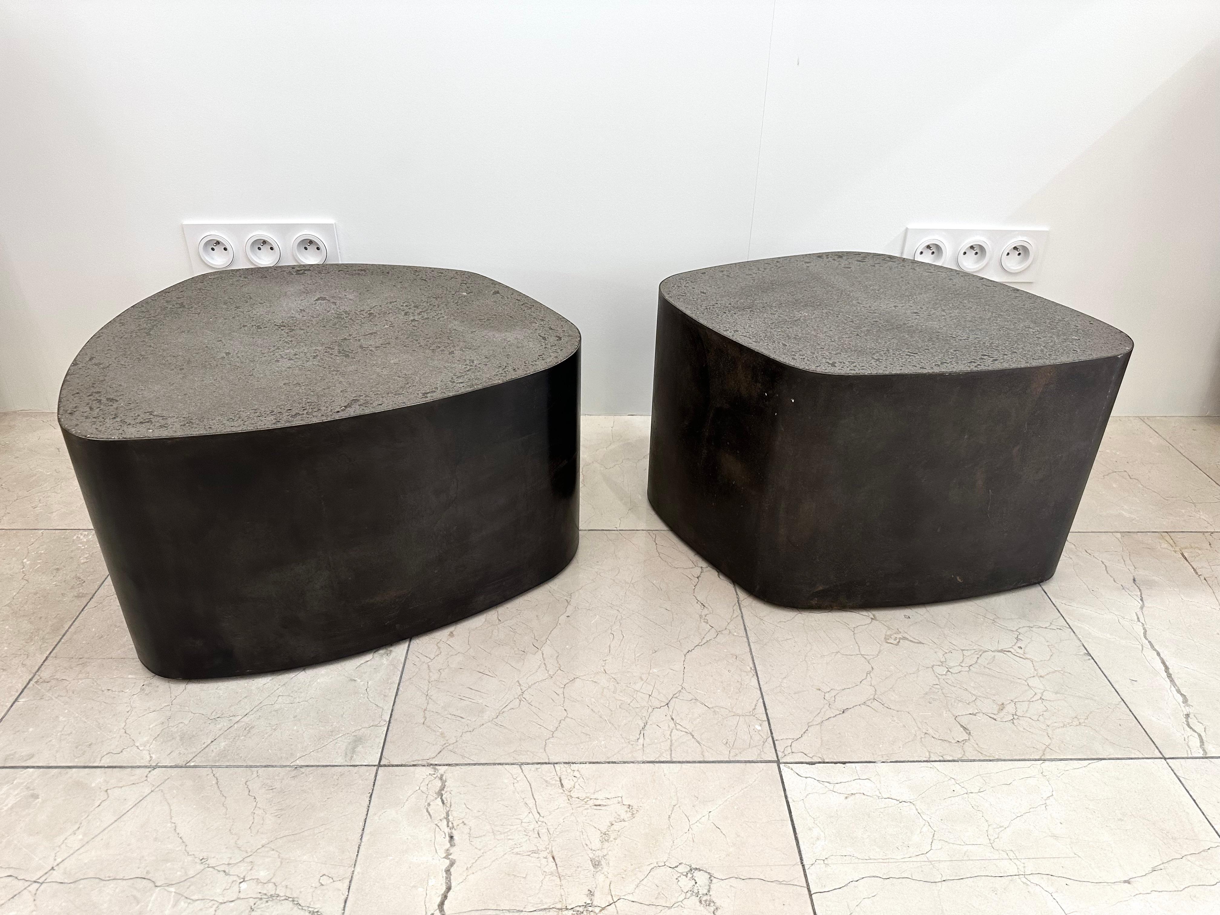 Pair of Tables Are Steel and Concrete by Stéphane Ducatteau, France, 2000s 3