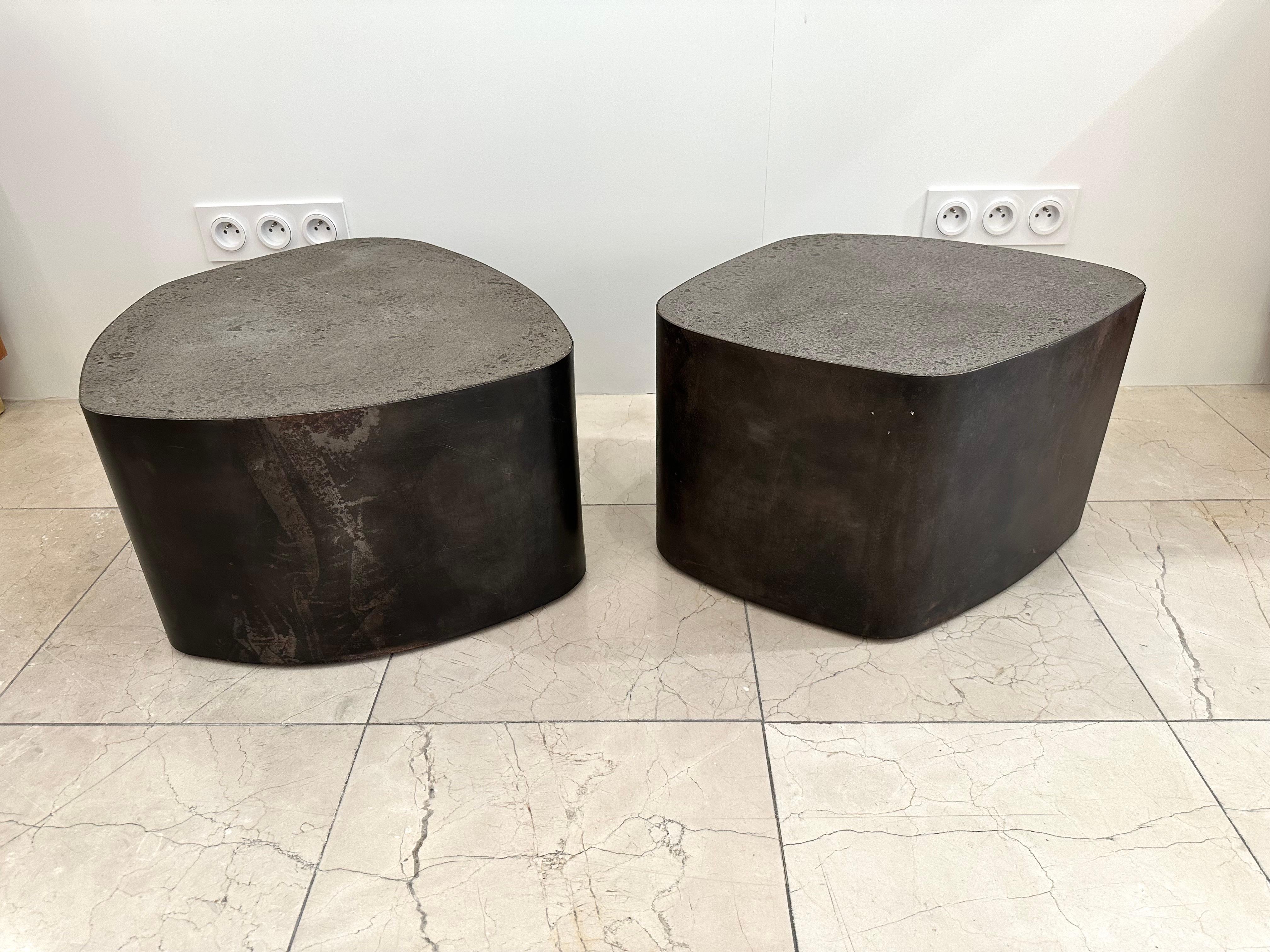 Pair of Tables Are Steel and Concrete by Stéphane Ducatteau, France, 2000s 4