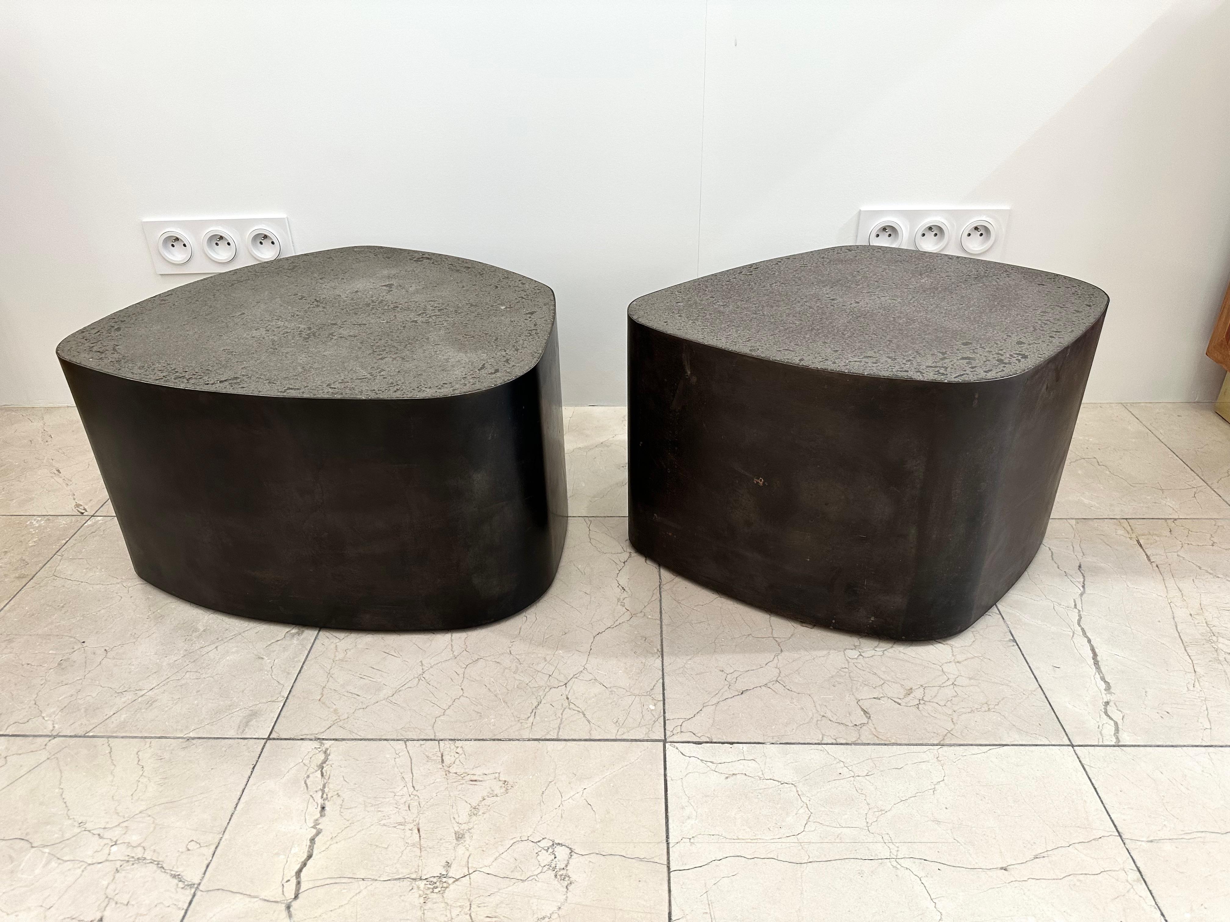 Pair of Tables Are Steel and Concrete by Stéphane Ducatteau, France, 2000s In Good Condition In SAINT-OUEN, FR