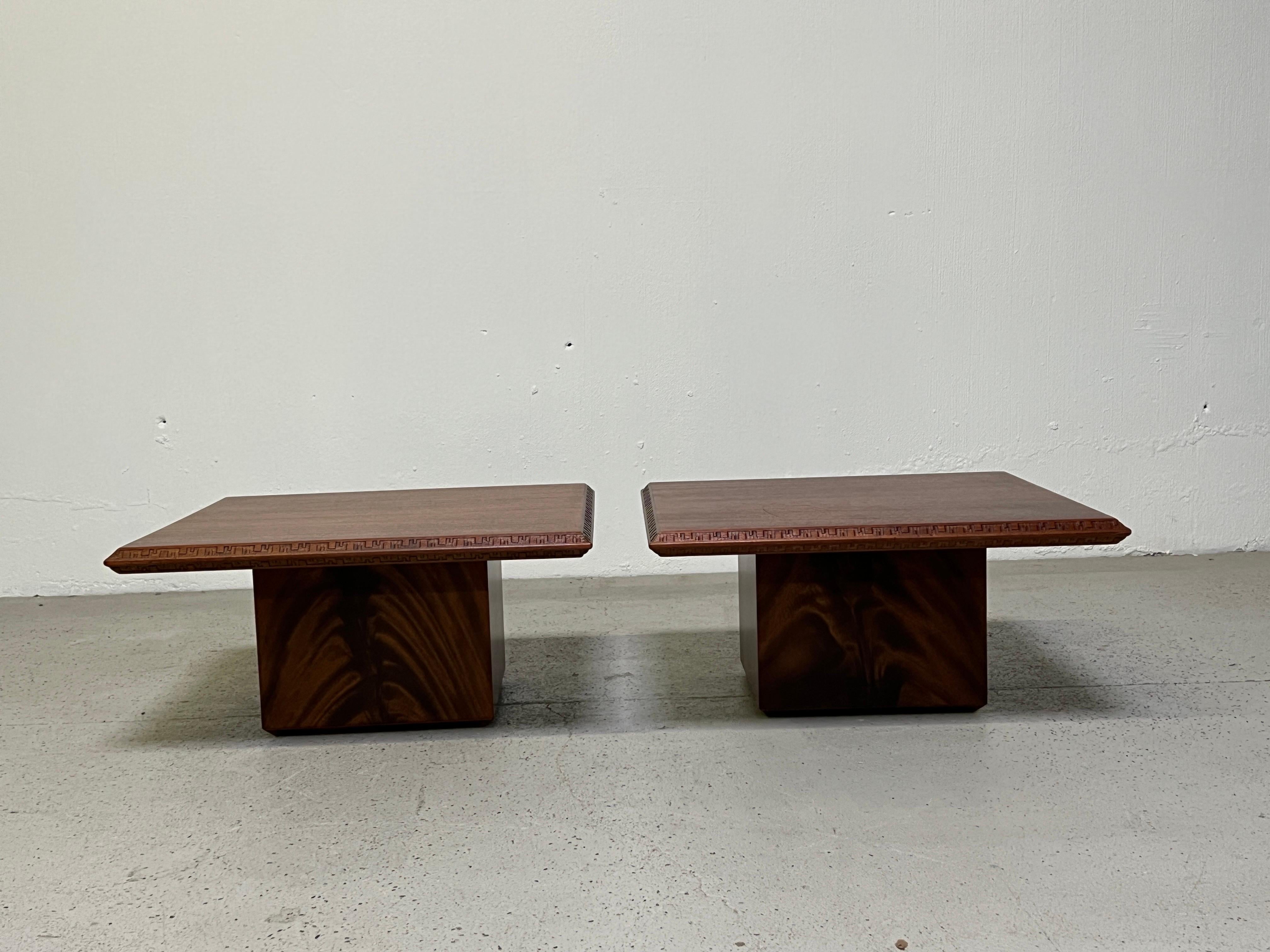 Mahogany Pair of Tables by Frank Lloyd Wright for Henredon For Sale