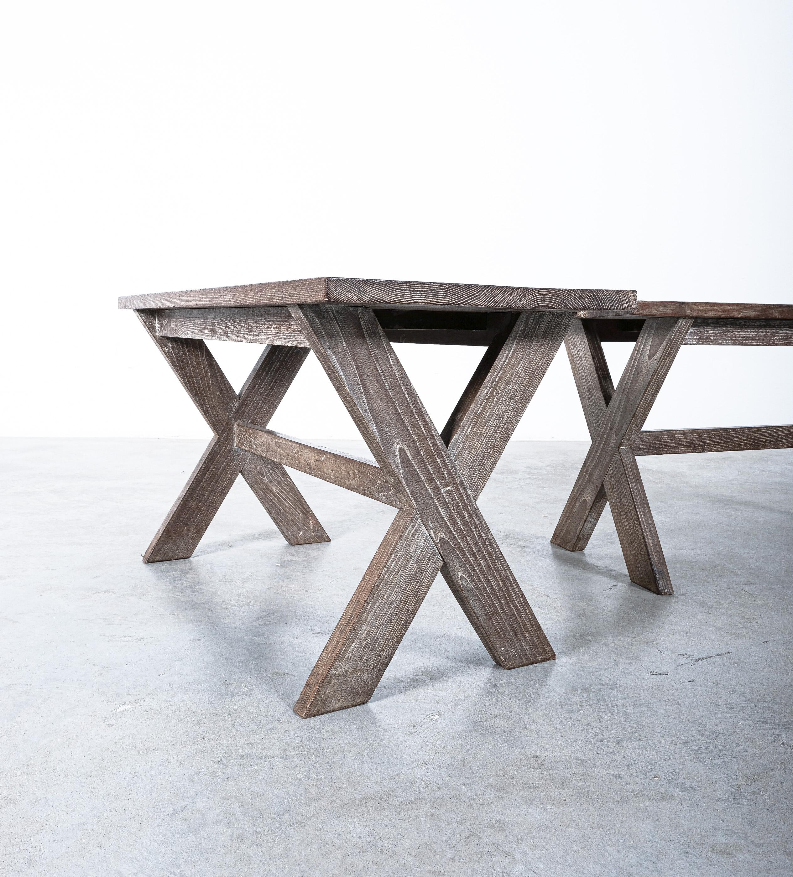 Pair of Tables Ceruse Oak, France, circa 1950 For Sale 3