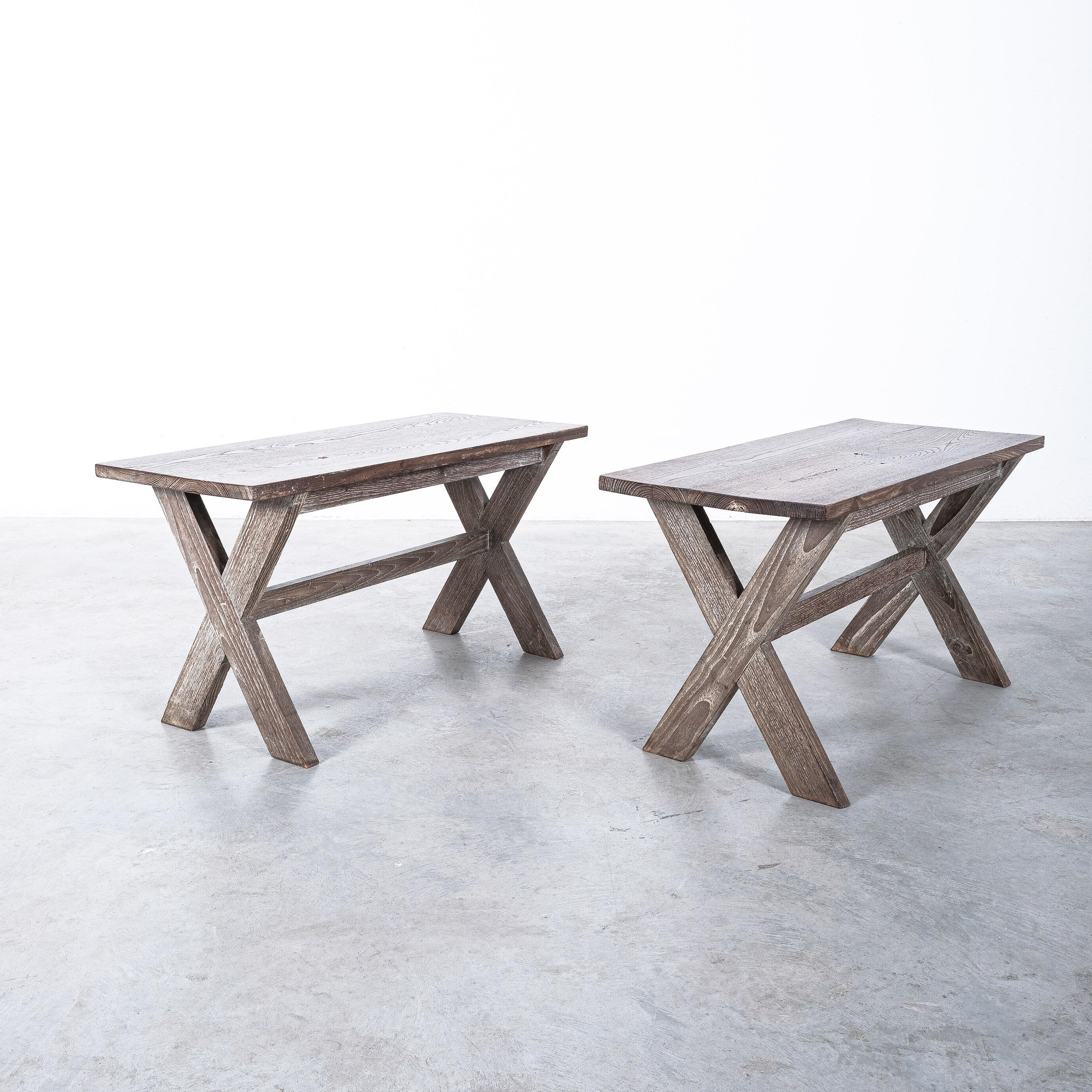 Pair of Tables Ceruse Oak, France, circa 1950 For Sale 5
