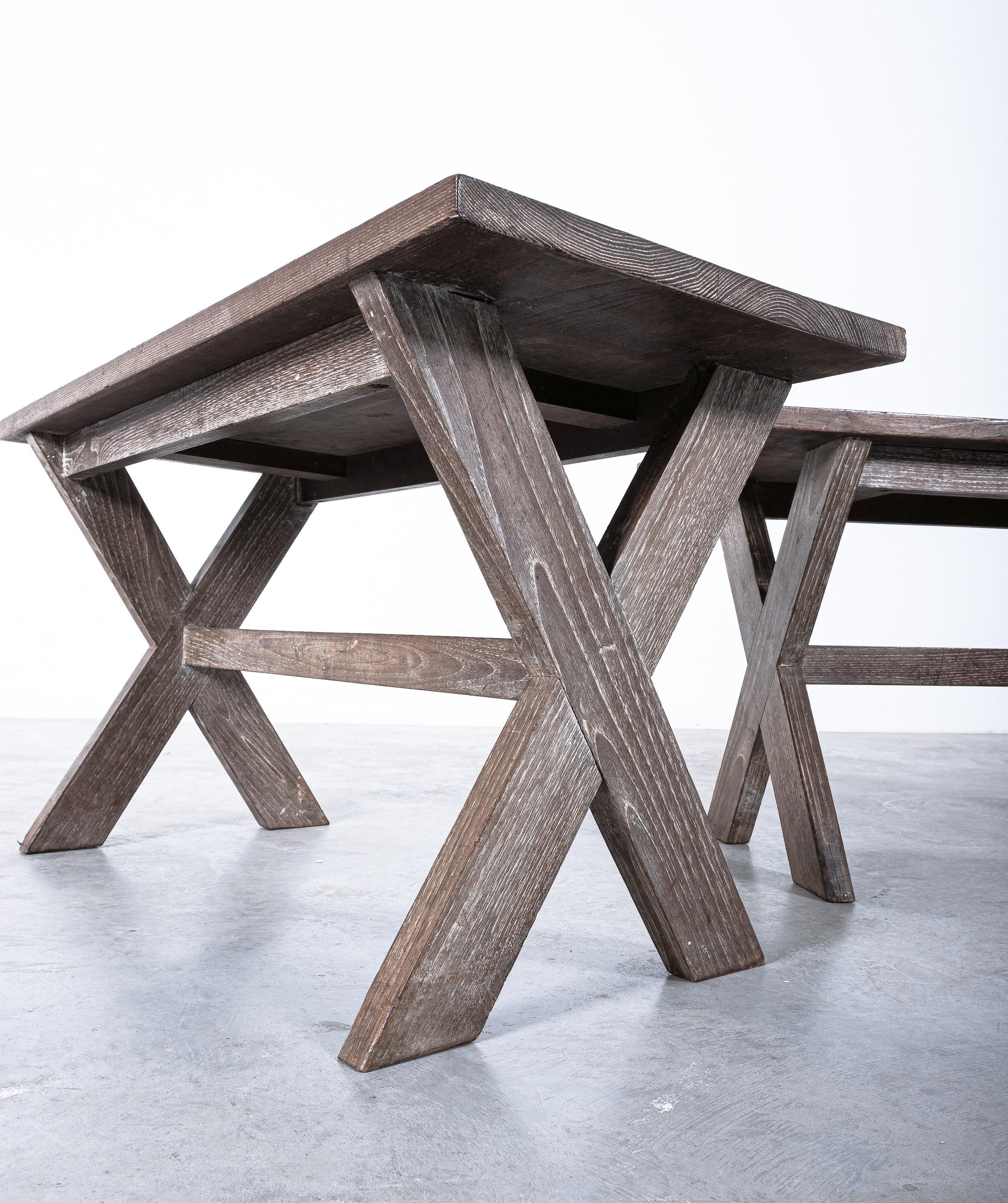 Mid-20th Century Pair of Tables Ceruse Oak, France, circa 1950 For Sale