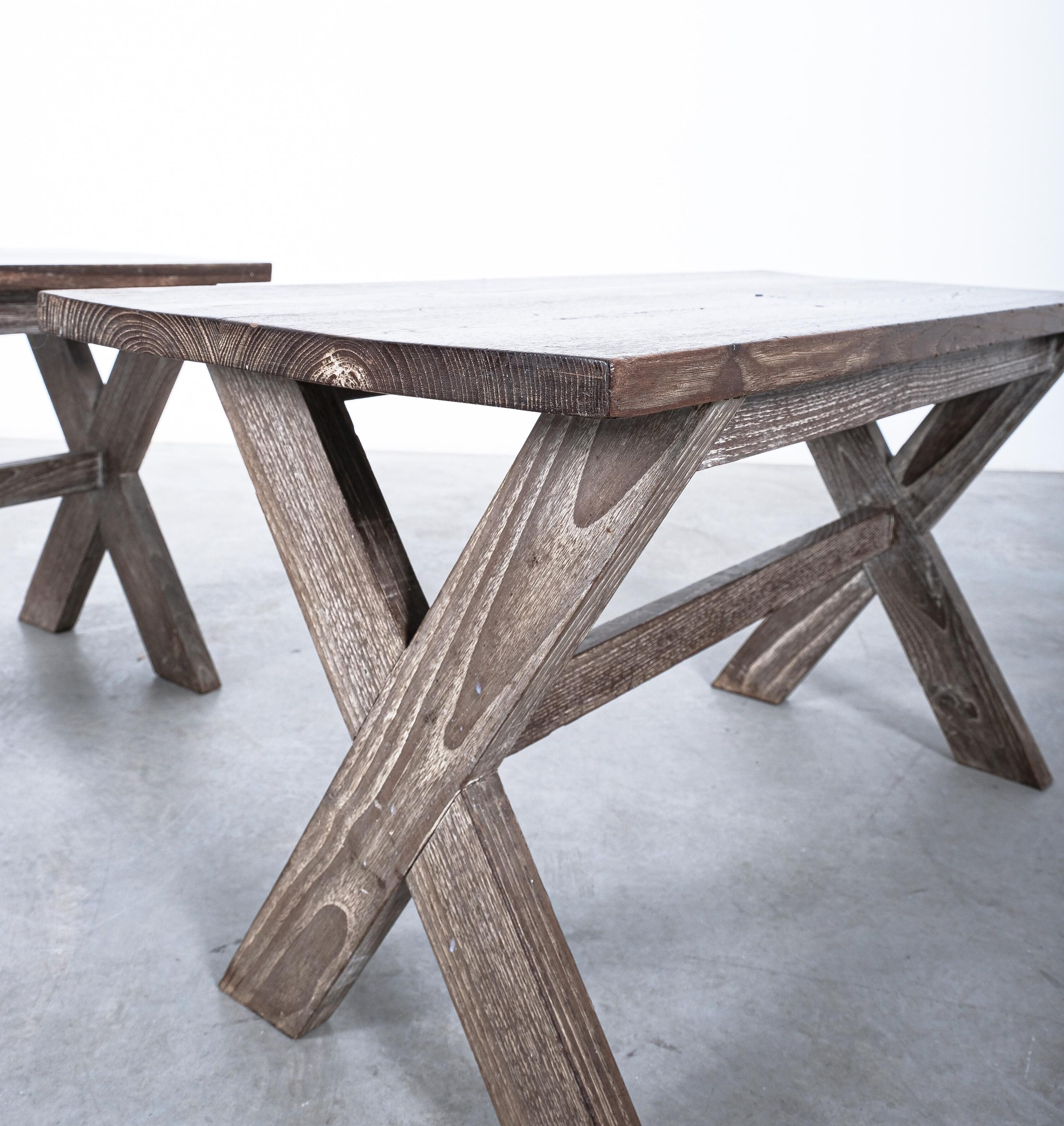 Pair of Tables Ceruse Oak, France, circa 1950 For Sale 2