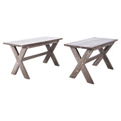 Used Pair of Tables Ceruse Oak, France, circa 1950
