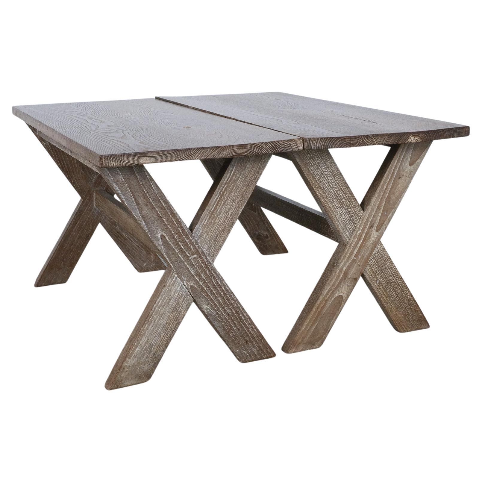 Pareja de Mesas Ceruse Oak, Francia, circa 1950
