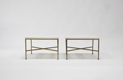 Pair of Tables in Brass and Marble by Paul McCobb for Calvin