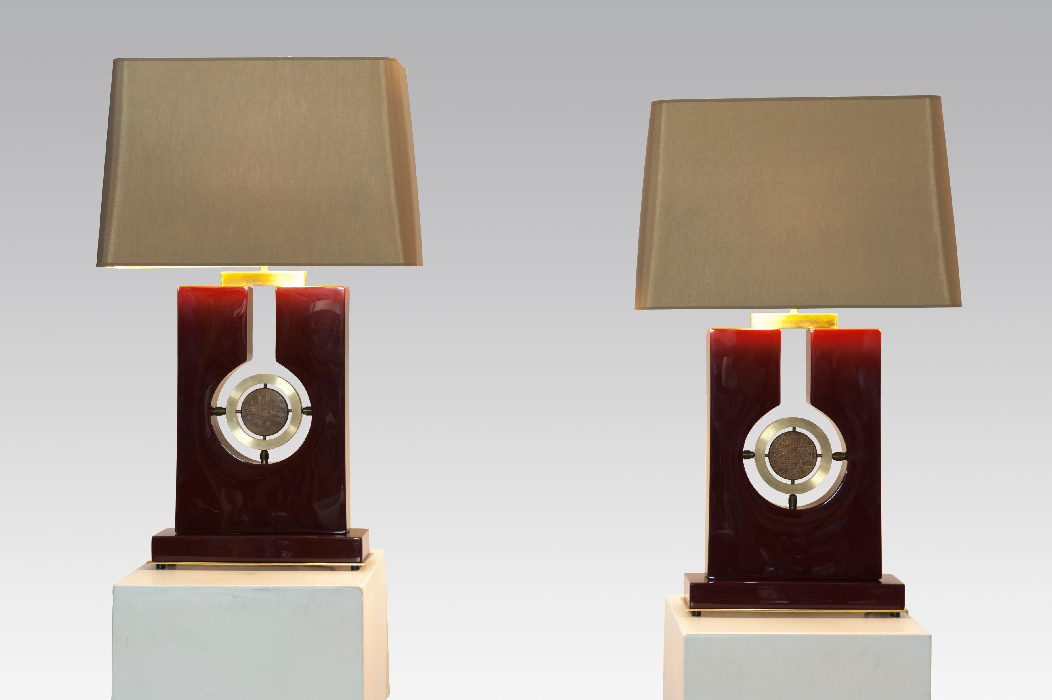 Belgian Pair of Tables Lampes Tribute to Georges Mathieu by Stan Usel