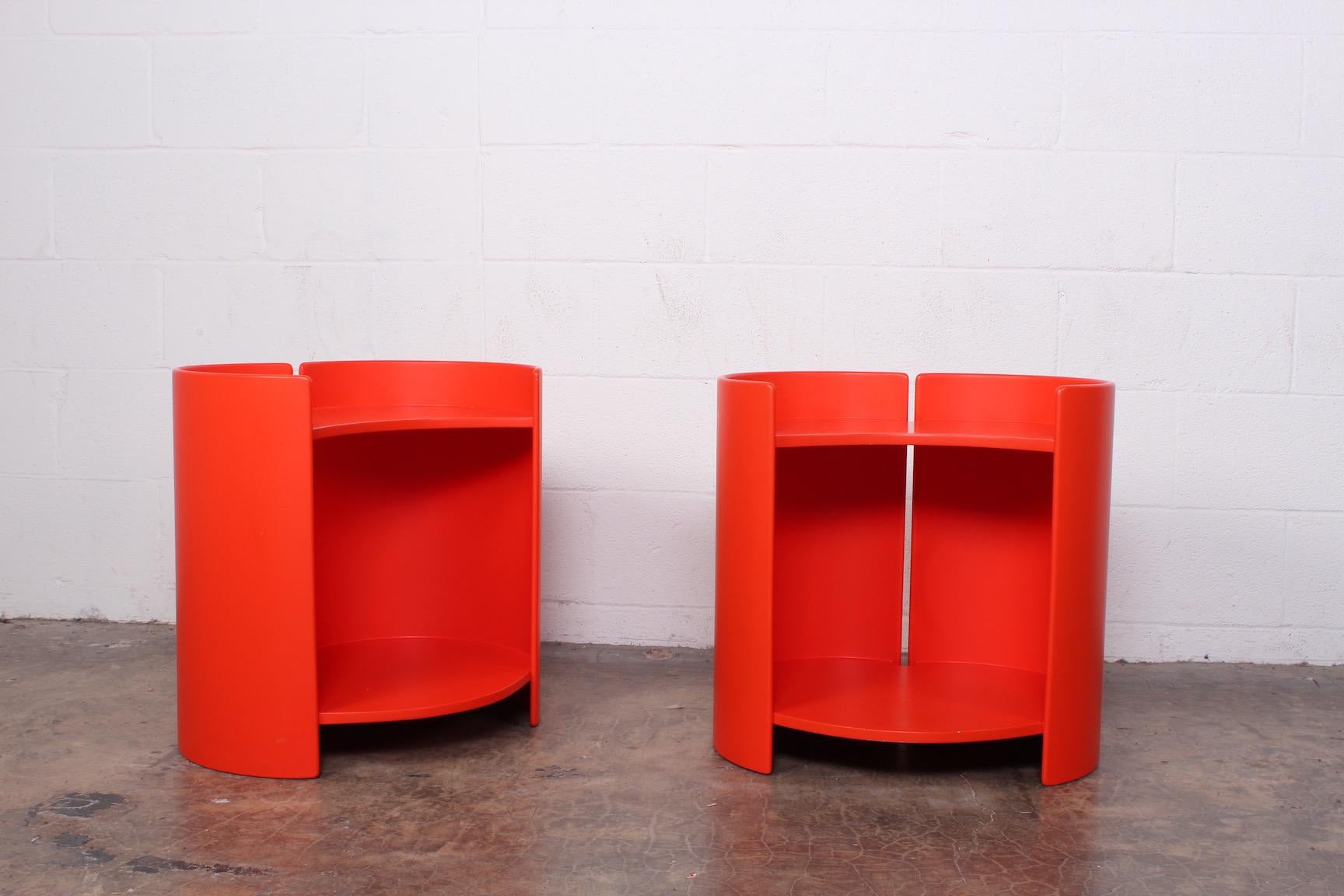 A pair of tables in original lacquer designed by Kazuhide Takahama for Gavina.