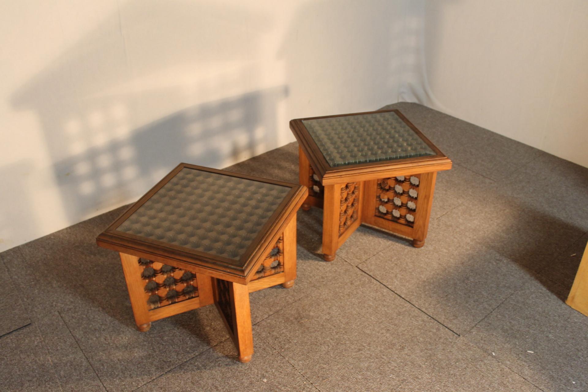 Bog Wood Pair of Tables, Rabié Fly, Morocco, 1970 For Sale