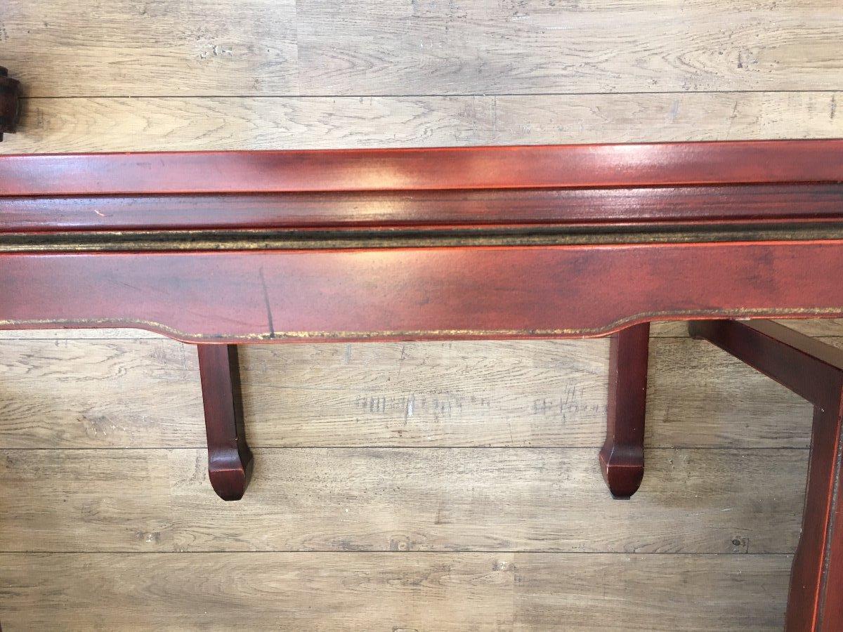 Pair of Tables, Red Lacquer, China, Decoration, 20th Century In Fair Condition In Nice, FR