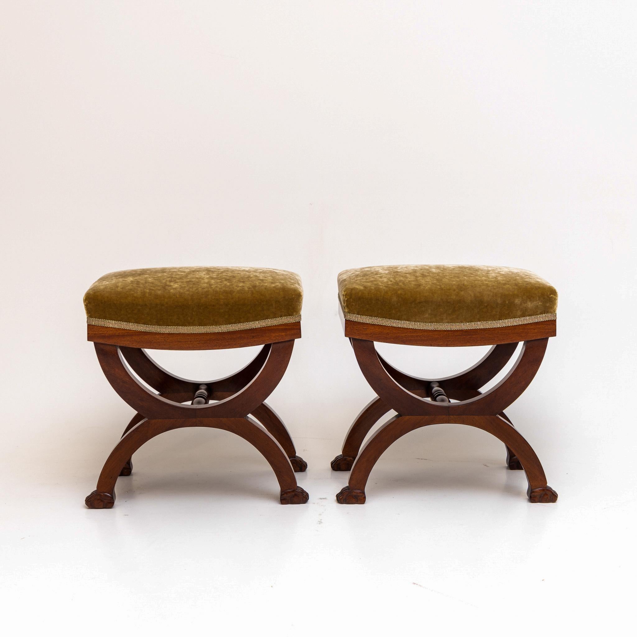 Empire Revival Pair of Tabourets, 2nd Half 19th Century