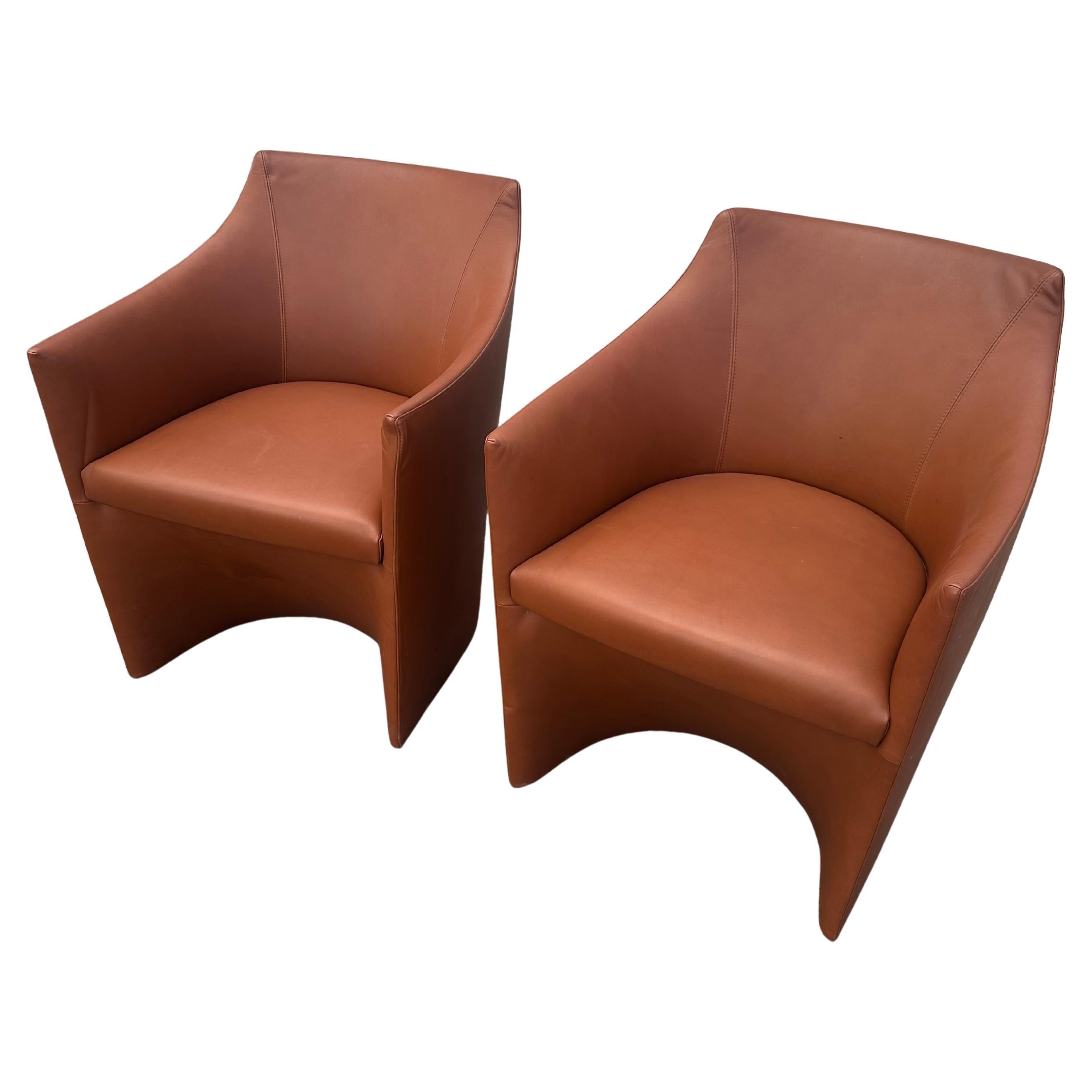 Paire de chaises longues en cuir Tacchini Mayfair